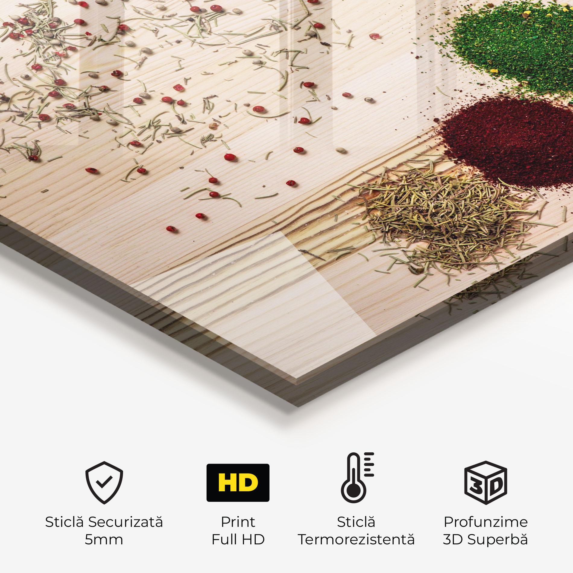 Panou Sticla Bucatarie Spices Wooden Table mockup 2