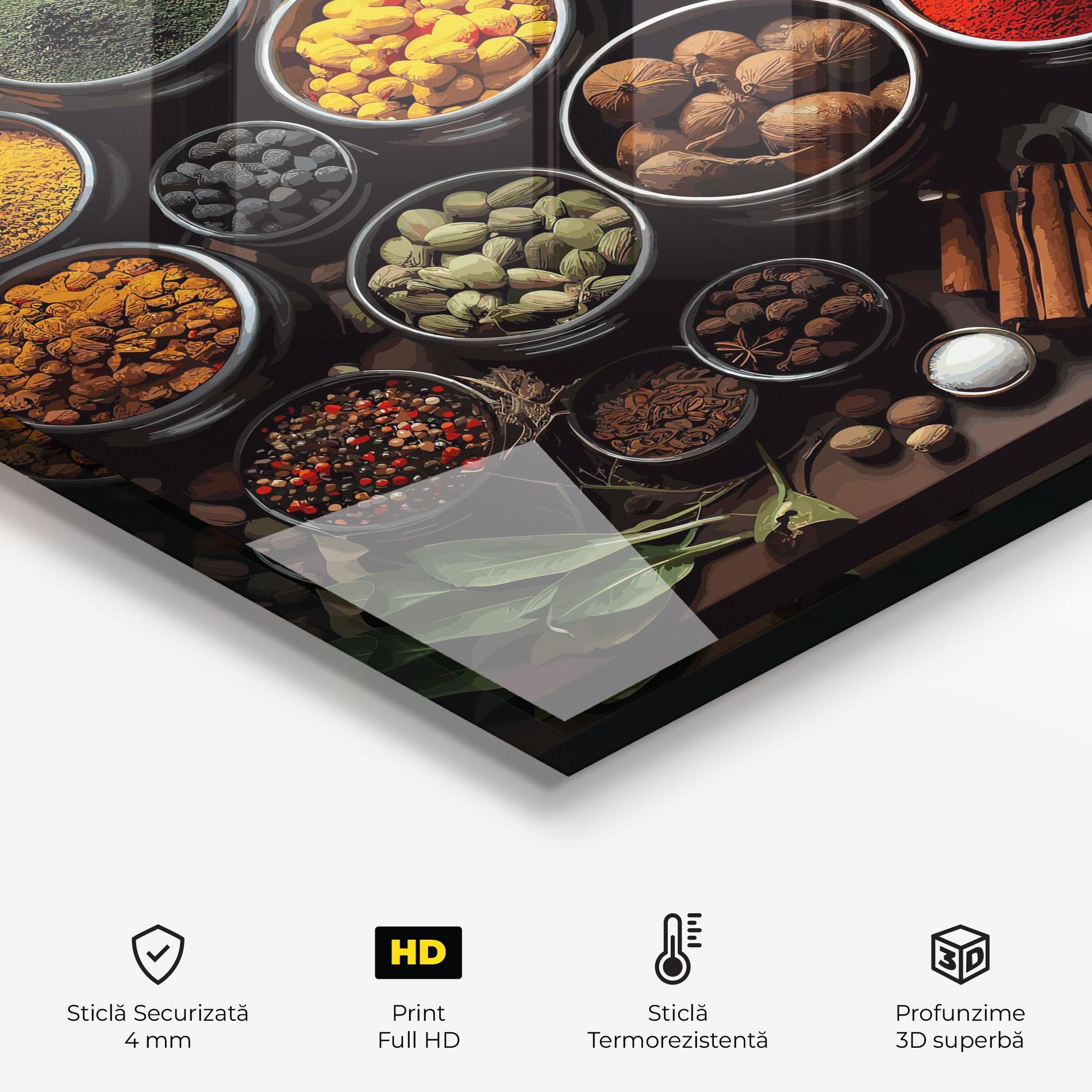 Panou Sticla Bucatarie Colorful Herbs Art mockup 2