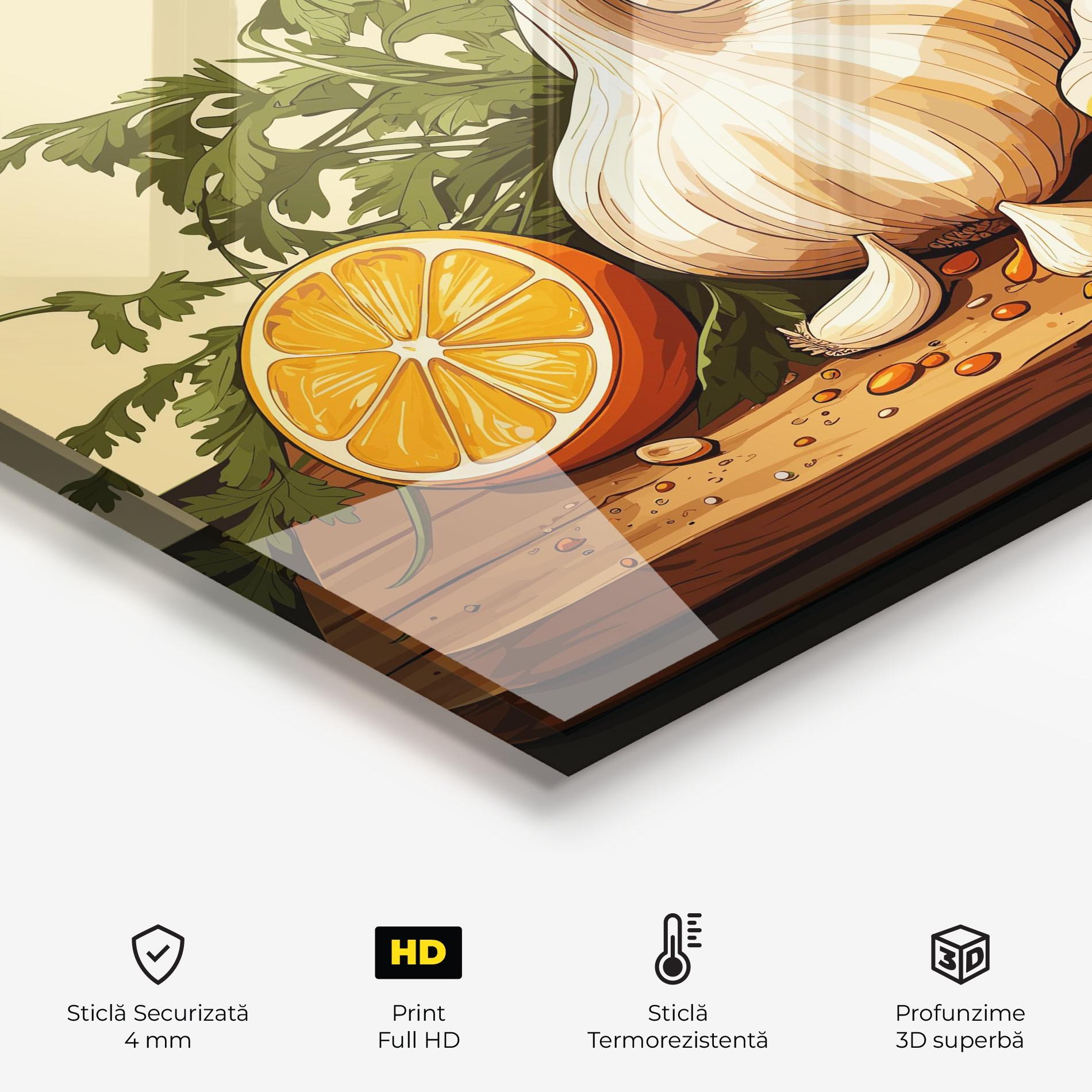 Panou Sticla Bucatarie Garlic Lemon mockup 2