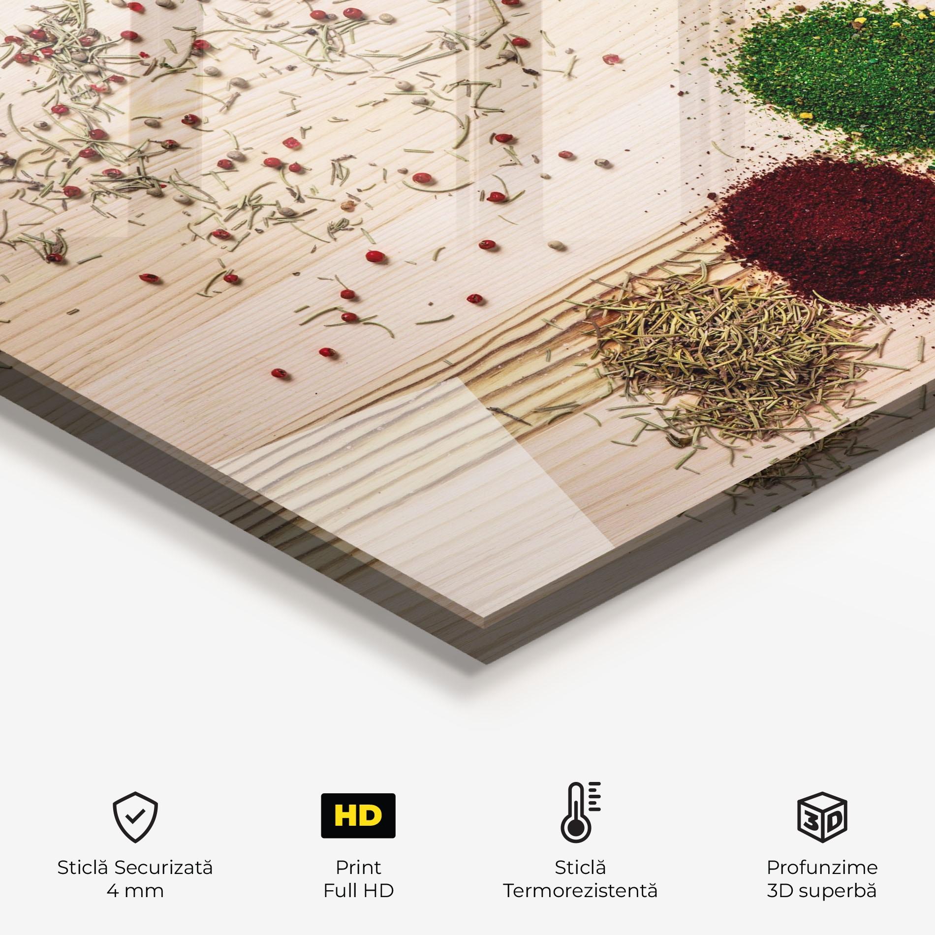 Panou Sticla Bucatarie Spices Wooden Table mockup 2