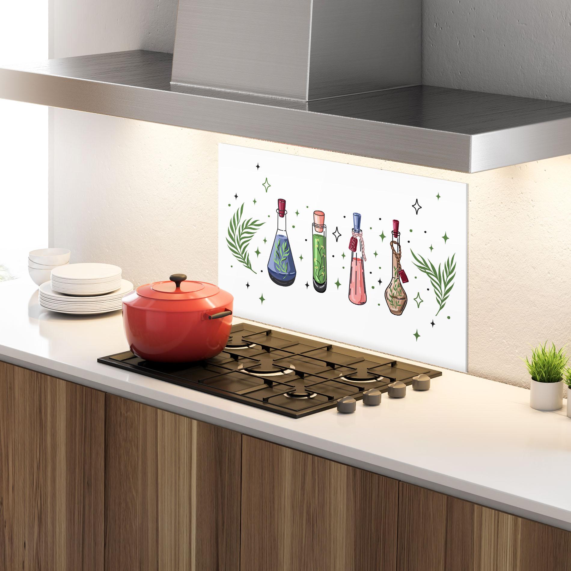 Panou Sticla Bucatarie Herbs Liquid mockup 4