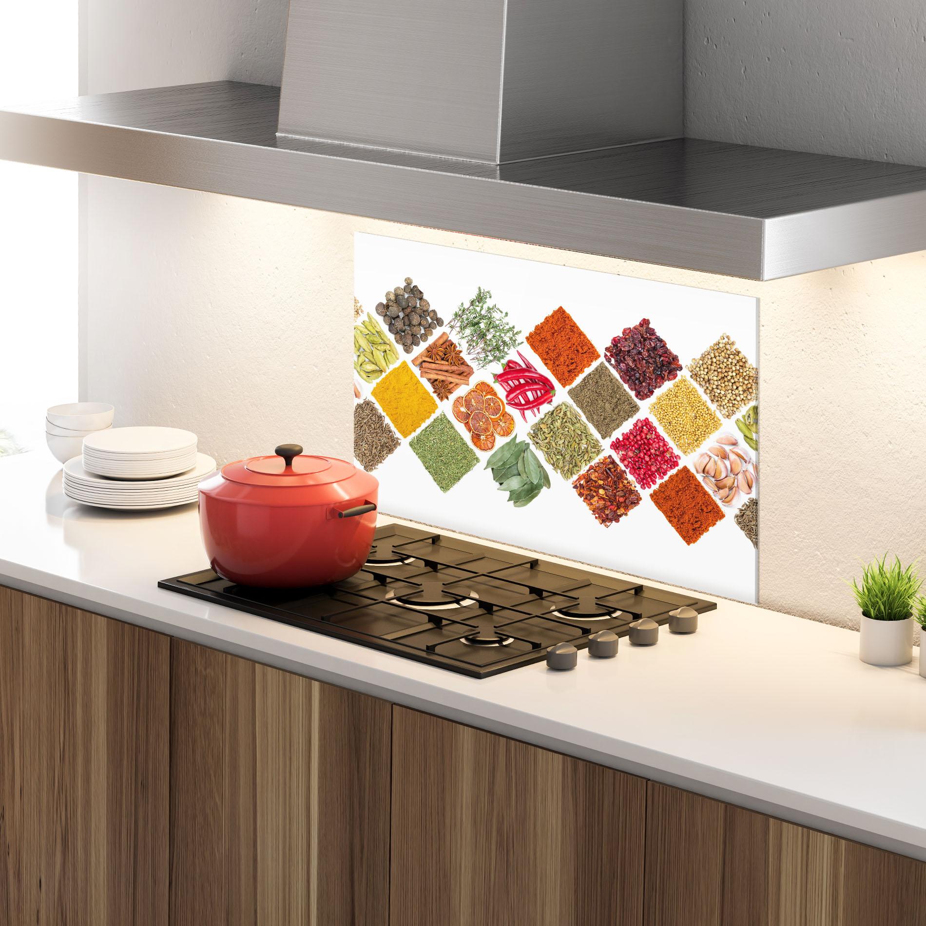 Panou Sticla Bucatarie Horizontal Pattern Spices mockup 4