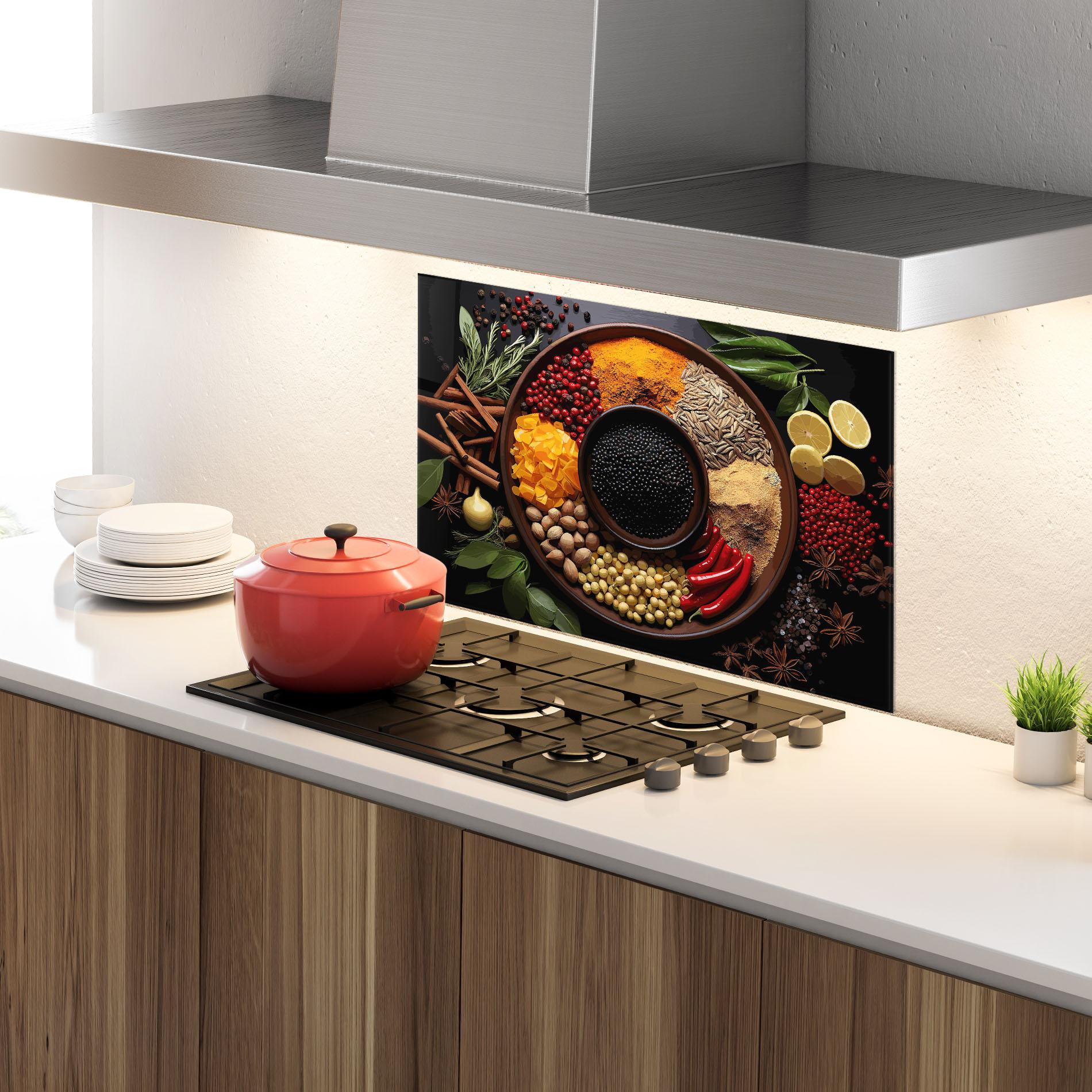 Panou Sticla Bucatarie Spices Plate mockup 4
