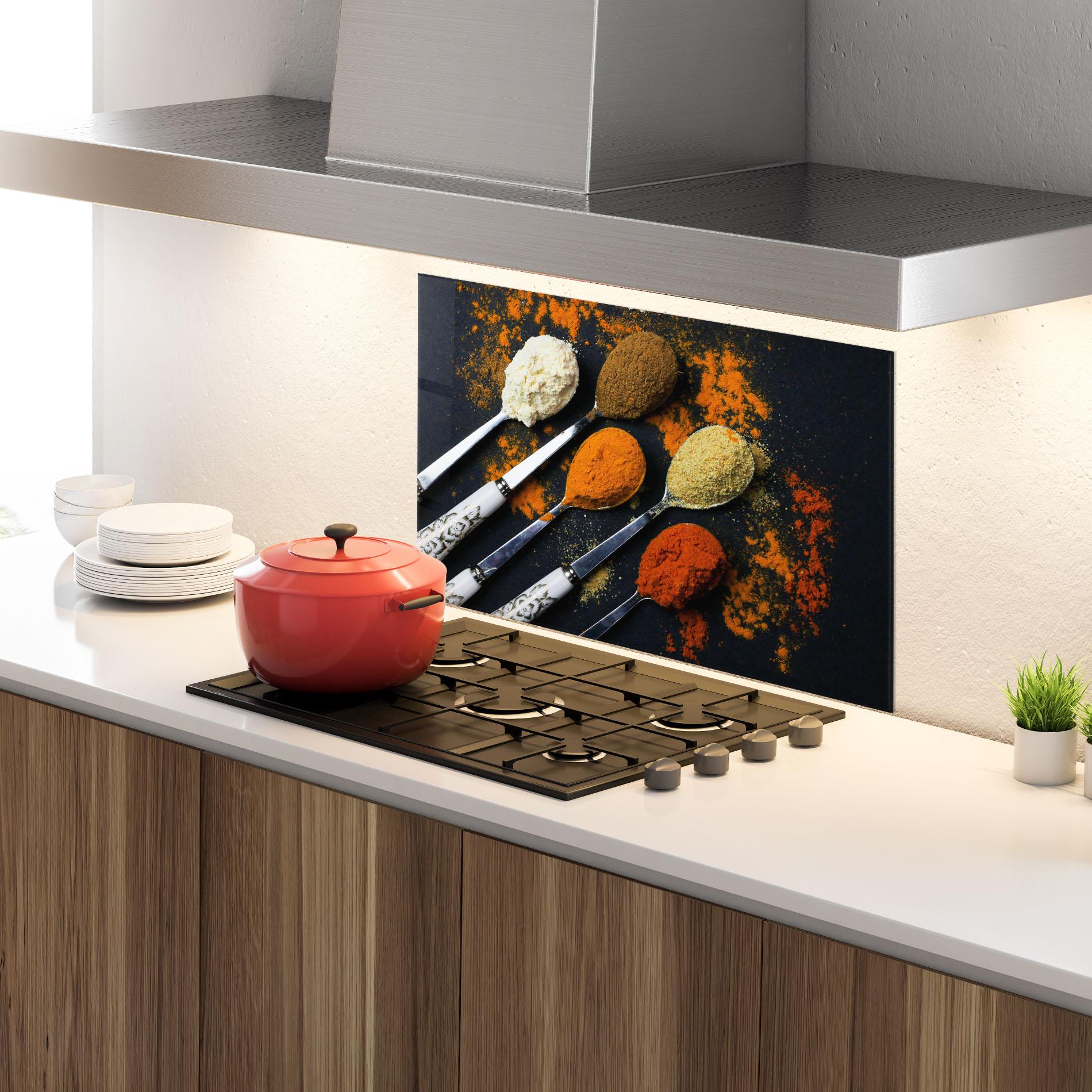 Panou Sticla Bucatarie Spoons With Spices mockup 4