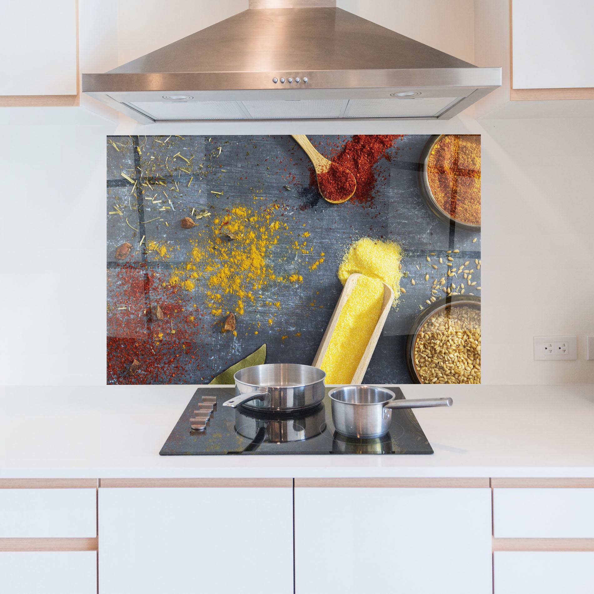 Panou Sticla Bucatarie Bowls With Spices mockup 5