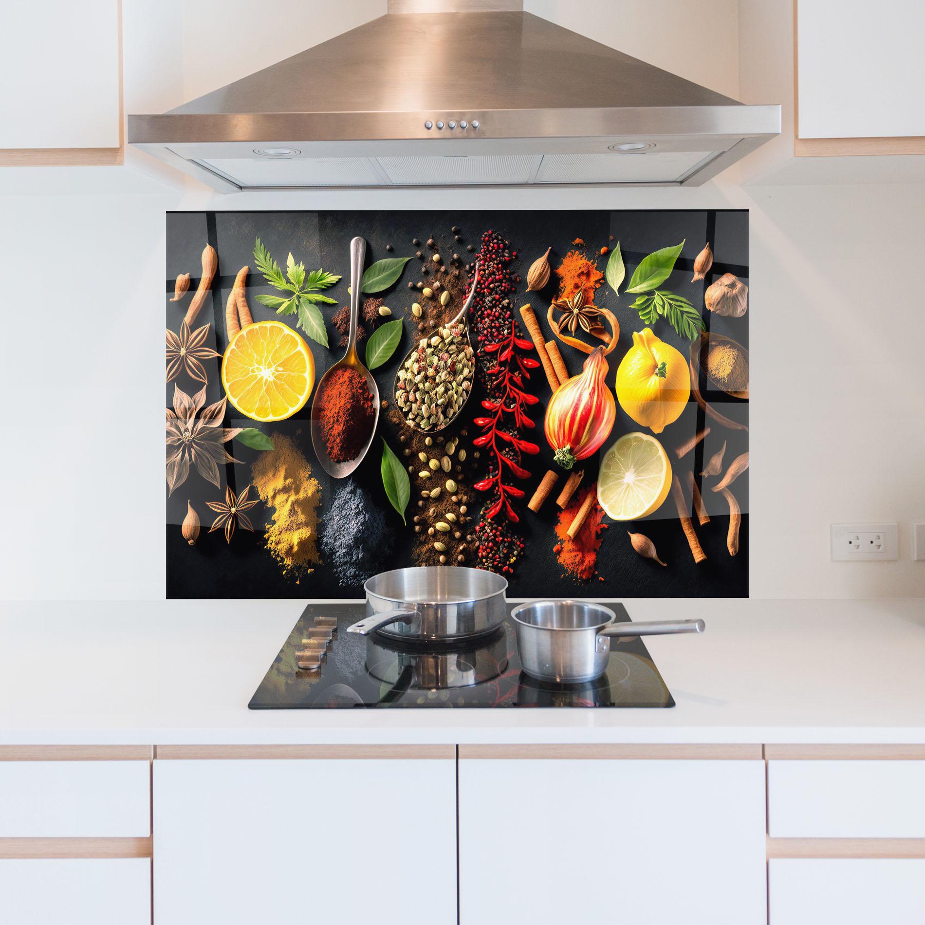 Panou Sticla Bucatarie Closeup Pices mockup 5