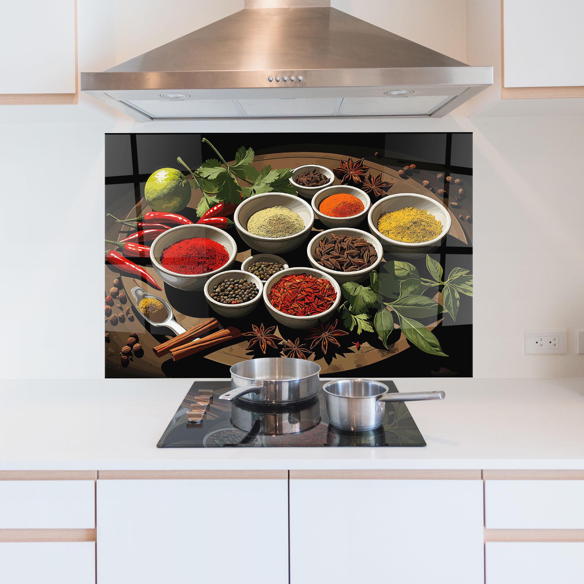 Panou Sticla Bucatarie Colorful Seasonings mockup 5