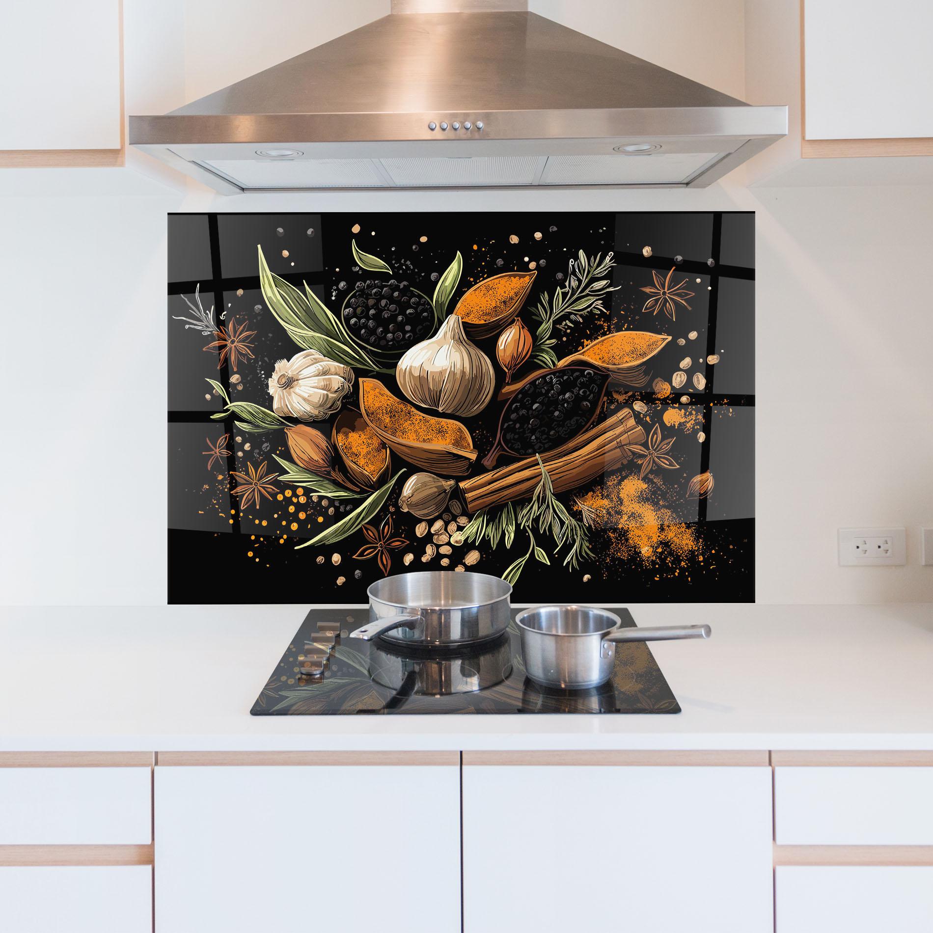 Panou Sticla Bucatarie Garlic And Spices mockup 5