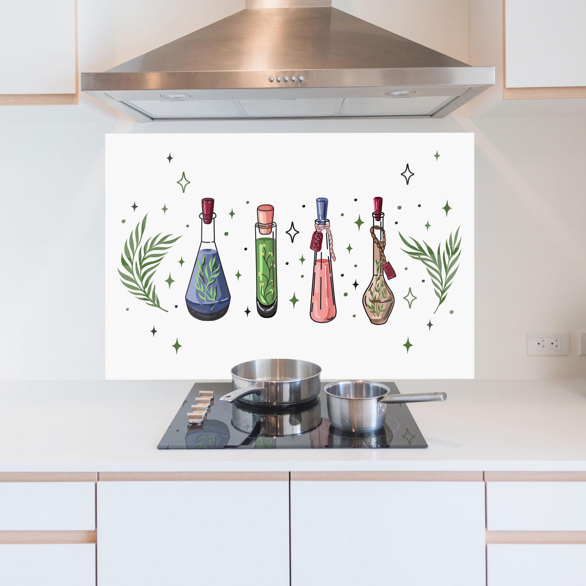 Panou Sticla Bucatarie Herbs Liquid mockup 5