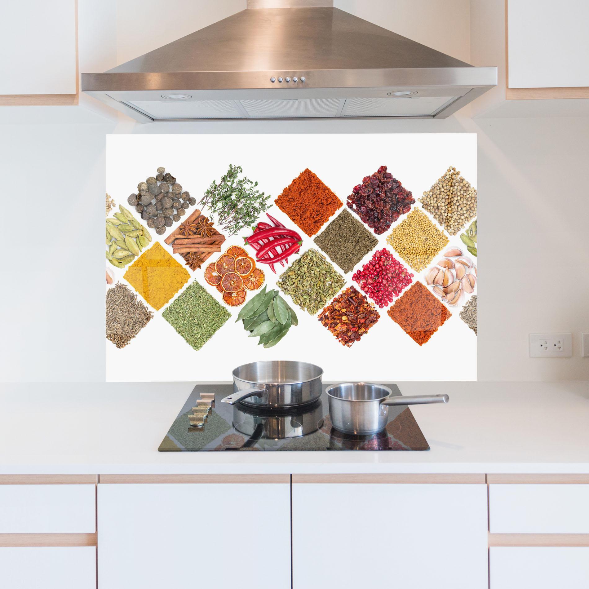 Panou Sticla Bucatarie Horizontal Pattern Spices mockup 5