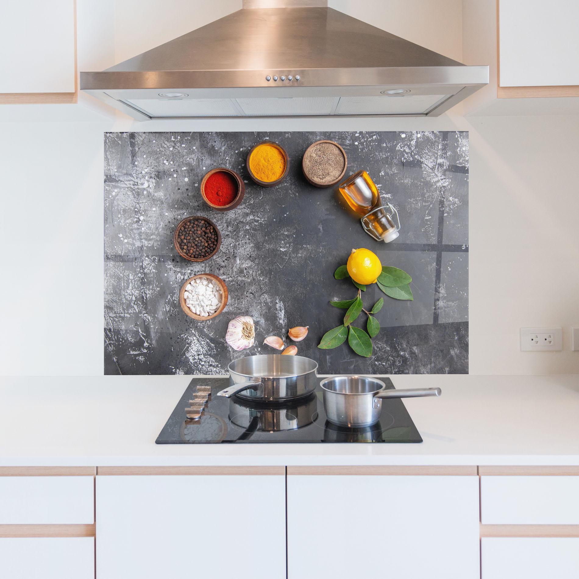 Panou Sticla Bucatarie Seasonings With Oil mockup 5