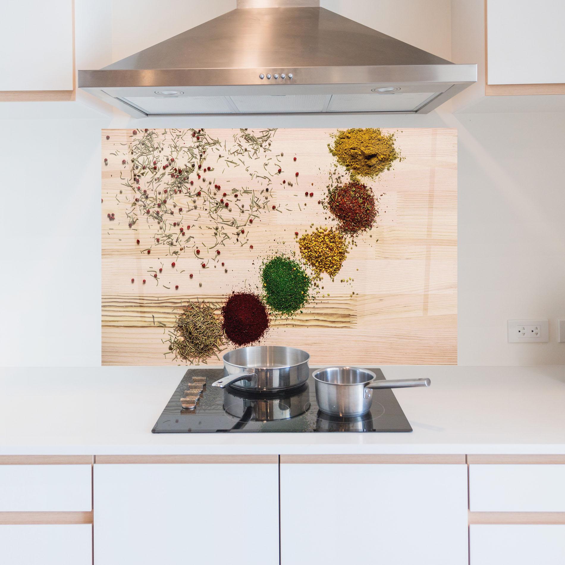 Panou Sticla Bucatarie Spices Wooden Table mockup 5