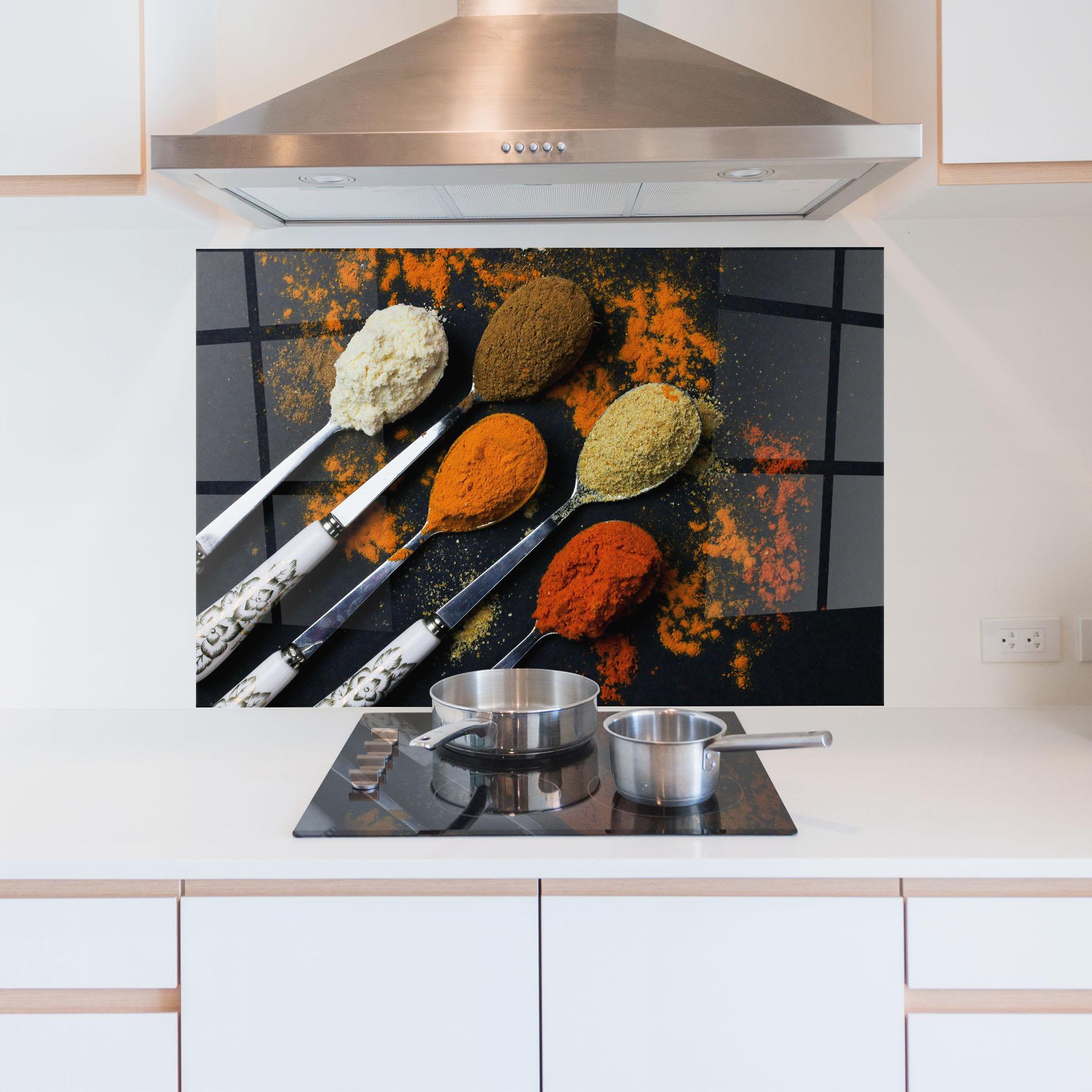 Panou Sticla Bucatarie Spoons With Spices mockup 5