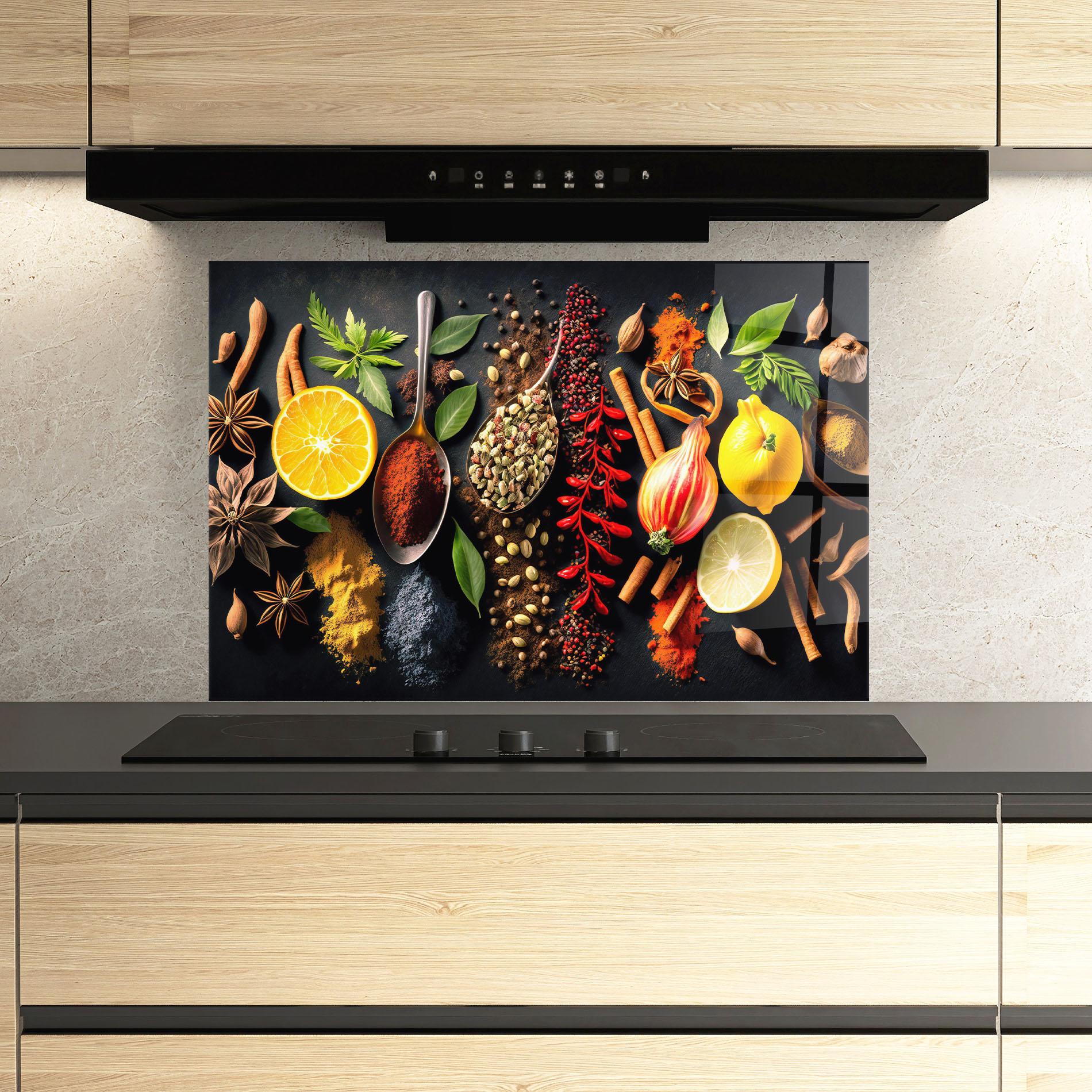 Panou Sticla Bucatarie Closeup Pices mockup 3