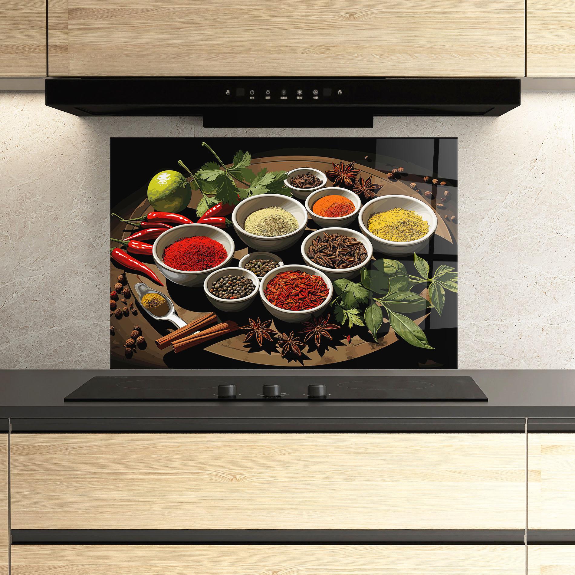 Panou Sticla Bucatarie Colorful Seasonings mockup 3