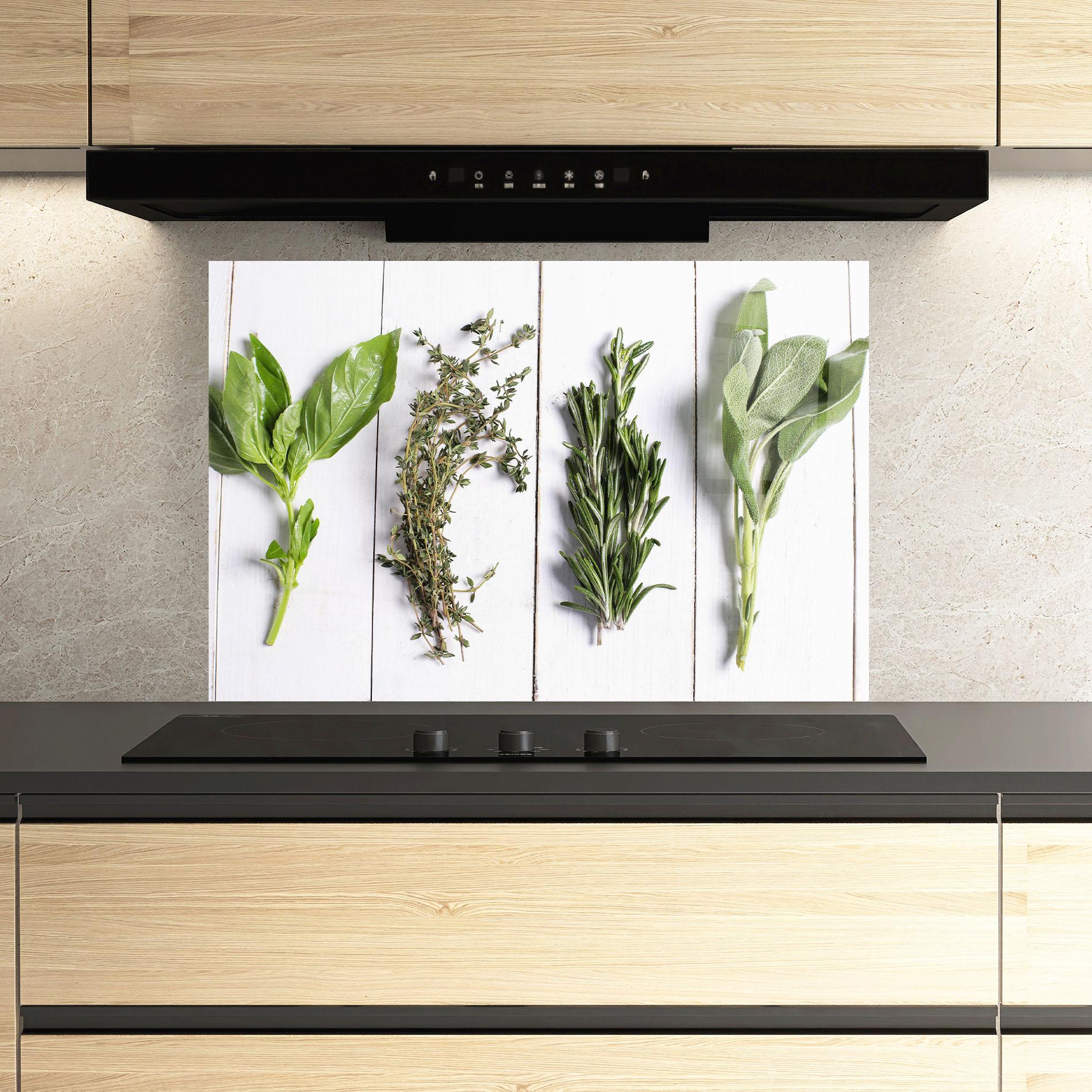 Panou Sticla Bucatarie Different Herbs mockup 3