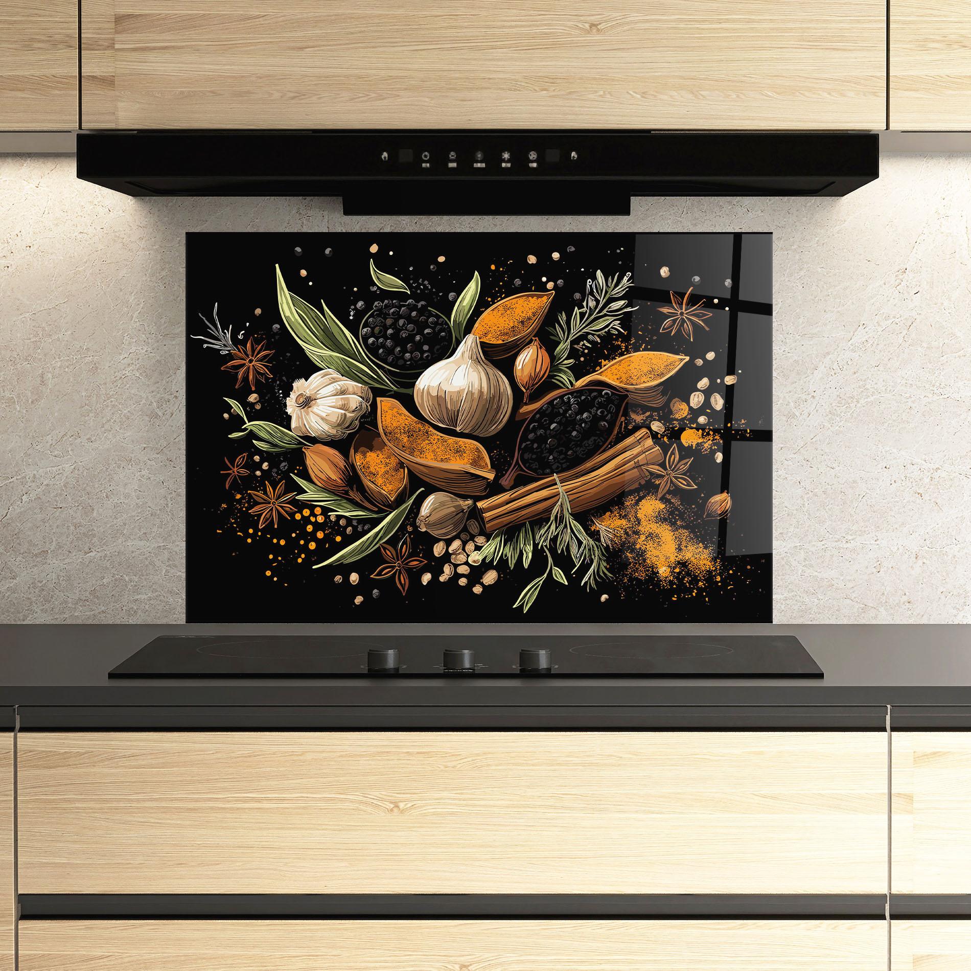 Panou Sticla Bucatarie Garlic And Spices mockup 3