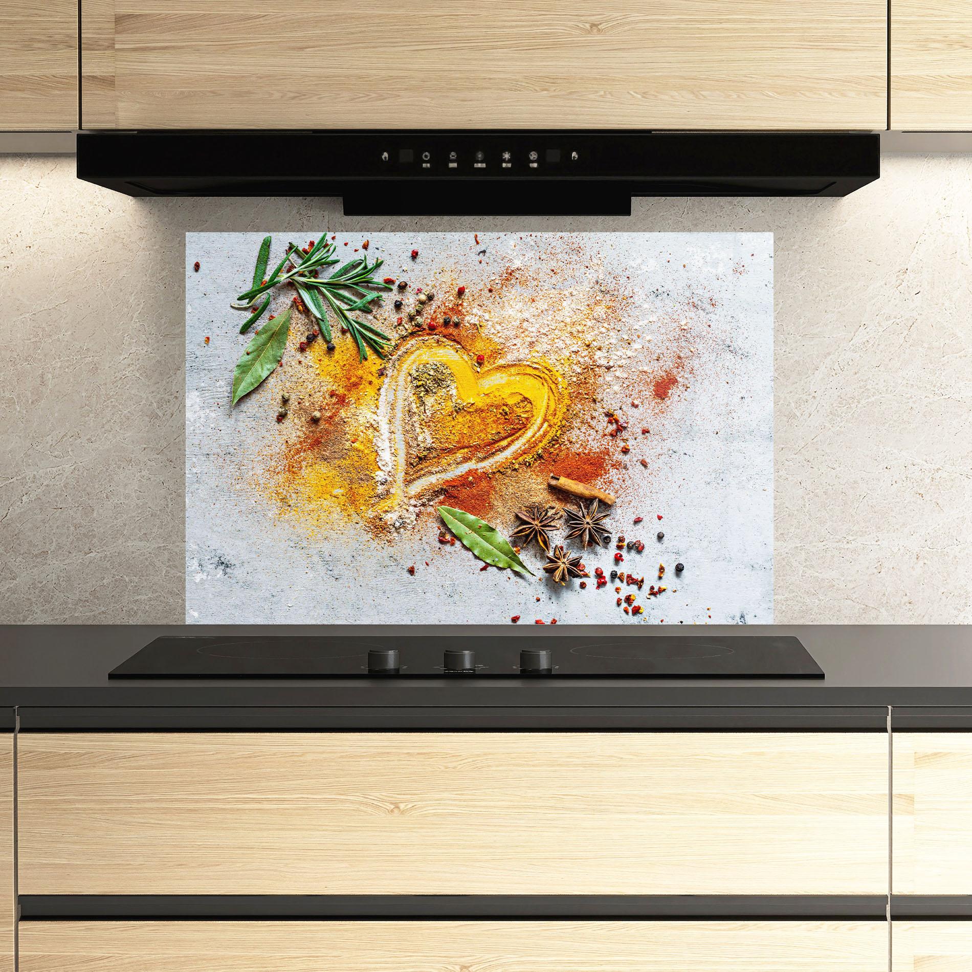 Panou Sticla Bucatarie Heart Spice Powders mockup 3