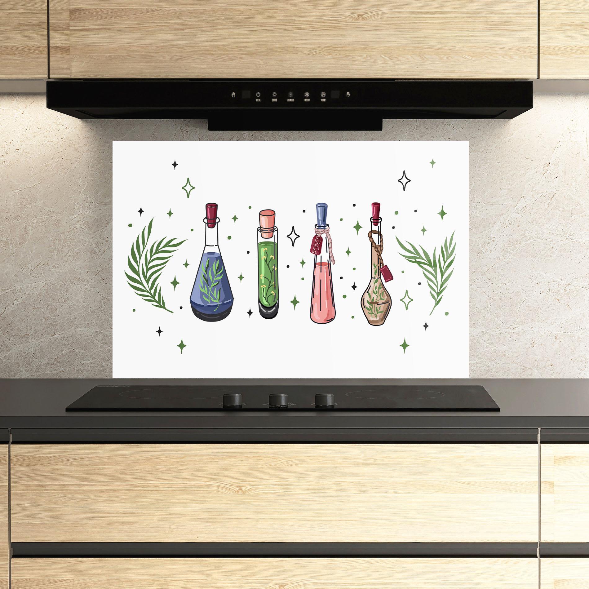 Panou Sticla Bucatarie Herbs Liquid mockup 3