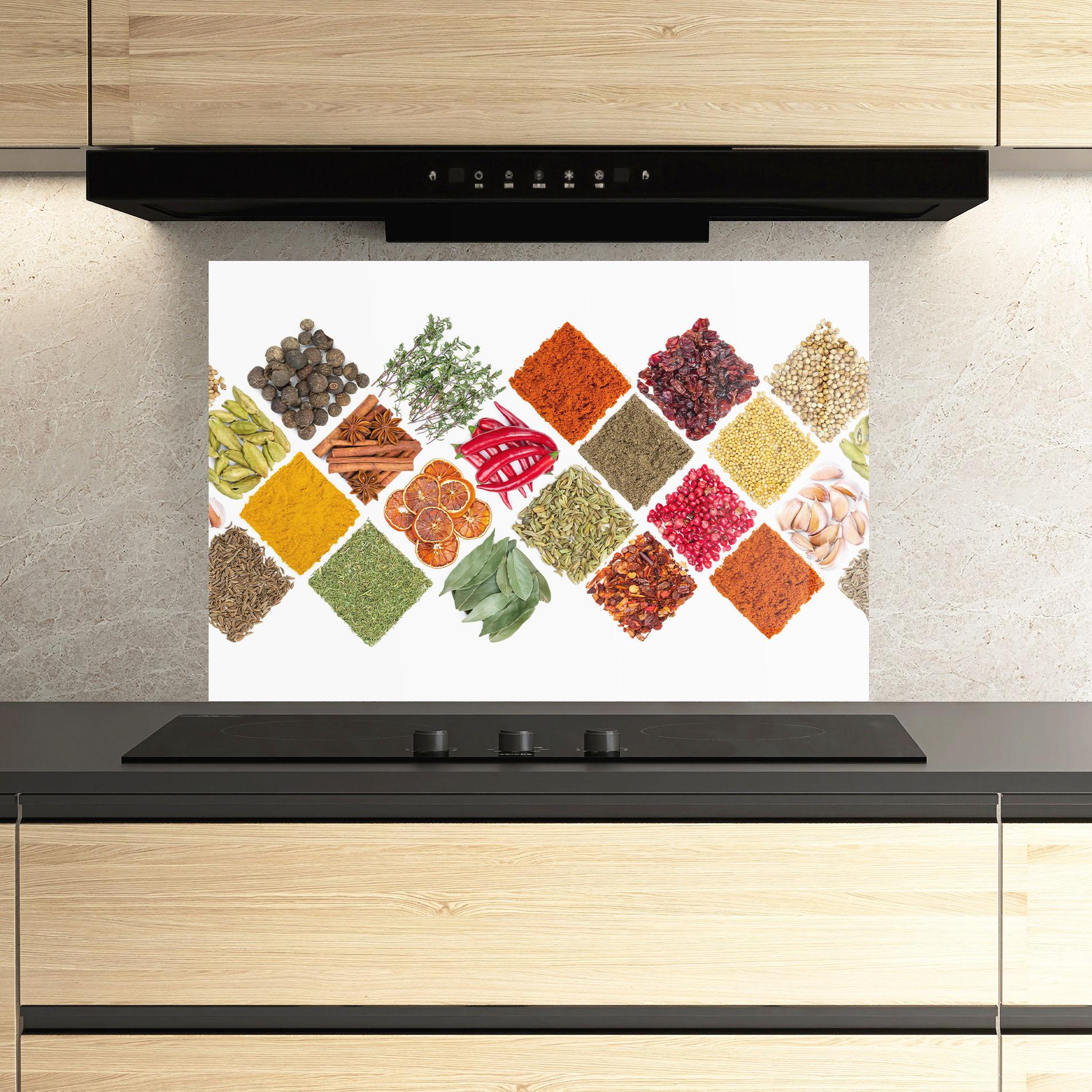 Panou Sticla Bucatarie Horizontal Pattern Spices mockup 3