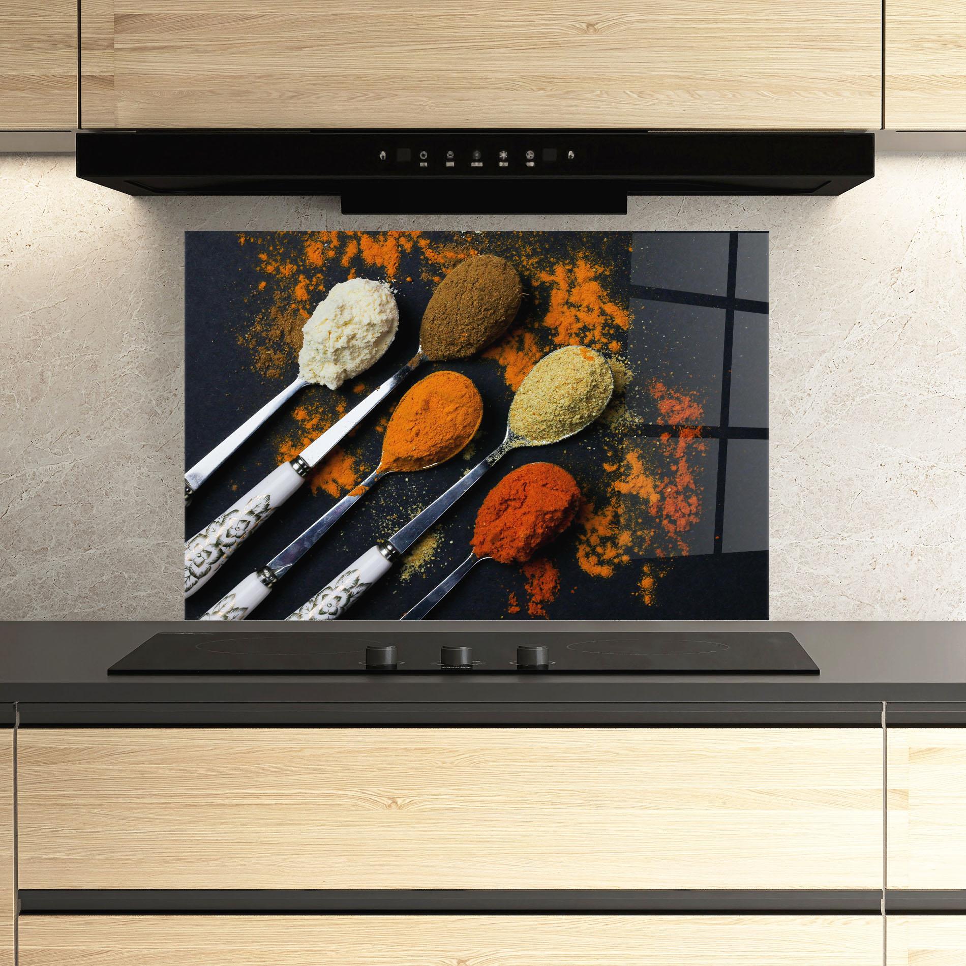 Panou Sticla Bucatarie Spoons With Spices mockup 3
