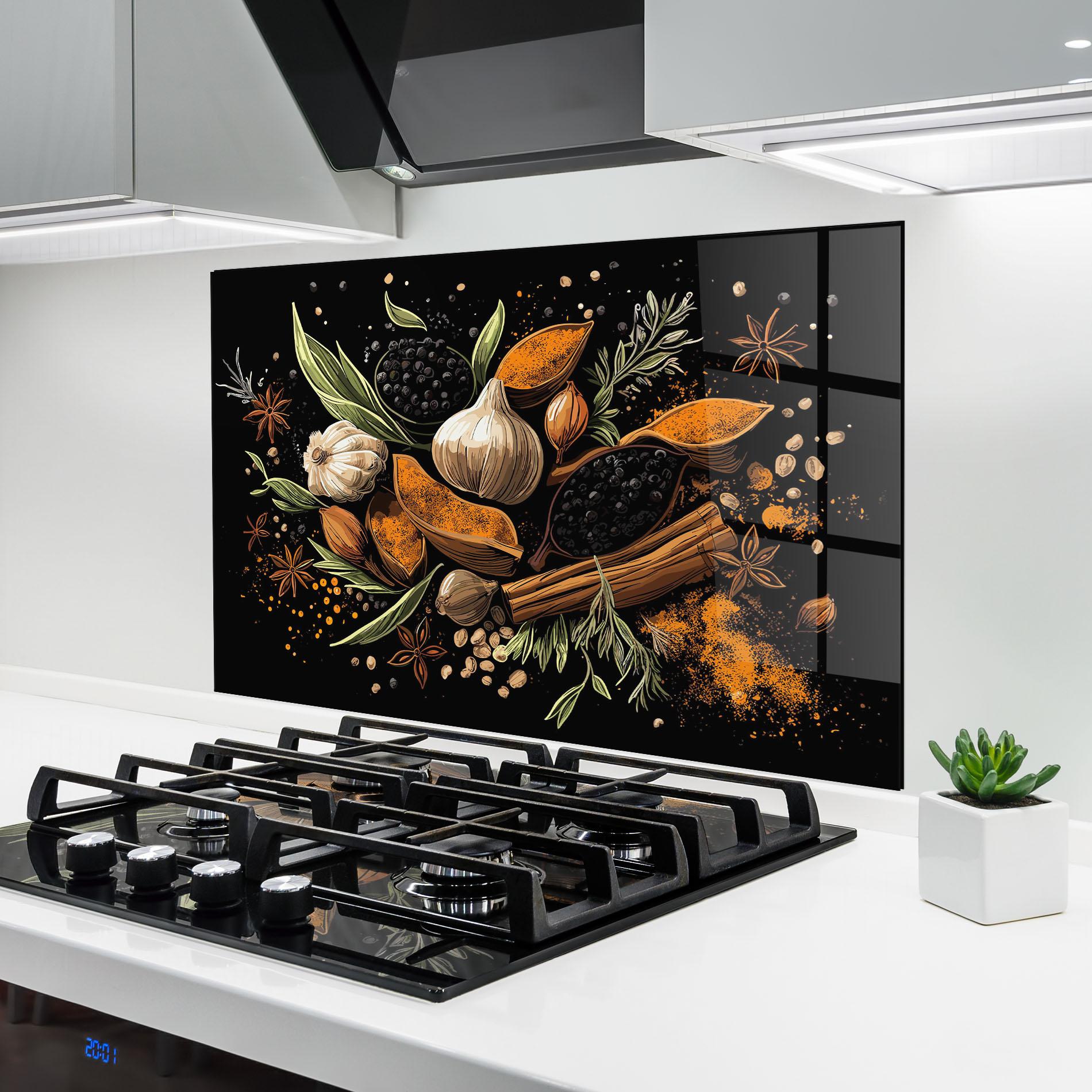 Panou Sticla Bucatarie Garlic And Spices mockup 6