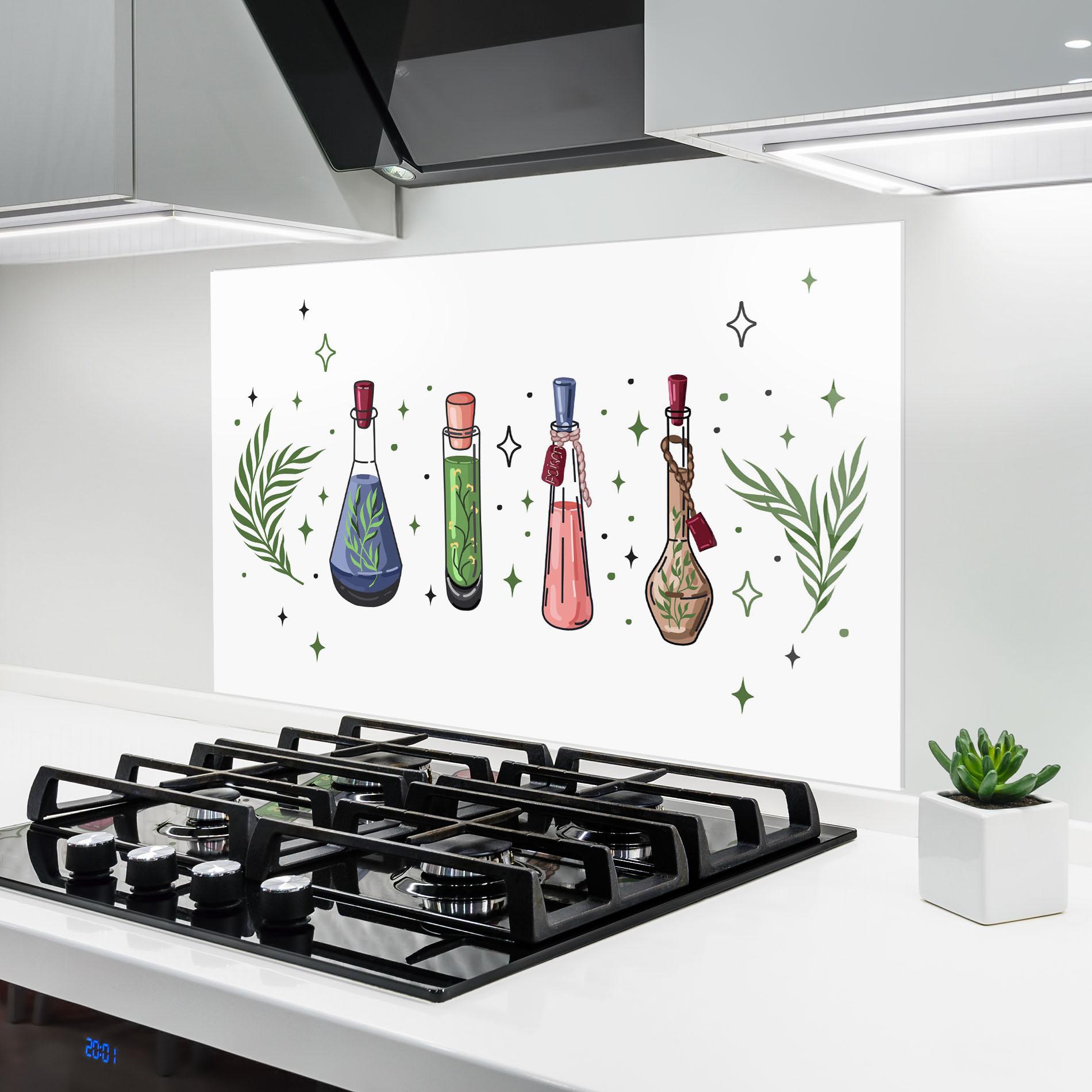 Panou Sticla Bucatarie Herbs Liquid mockup 6