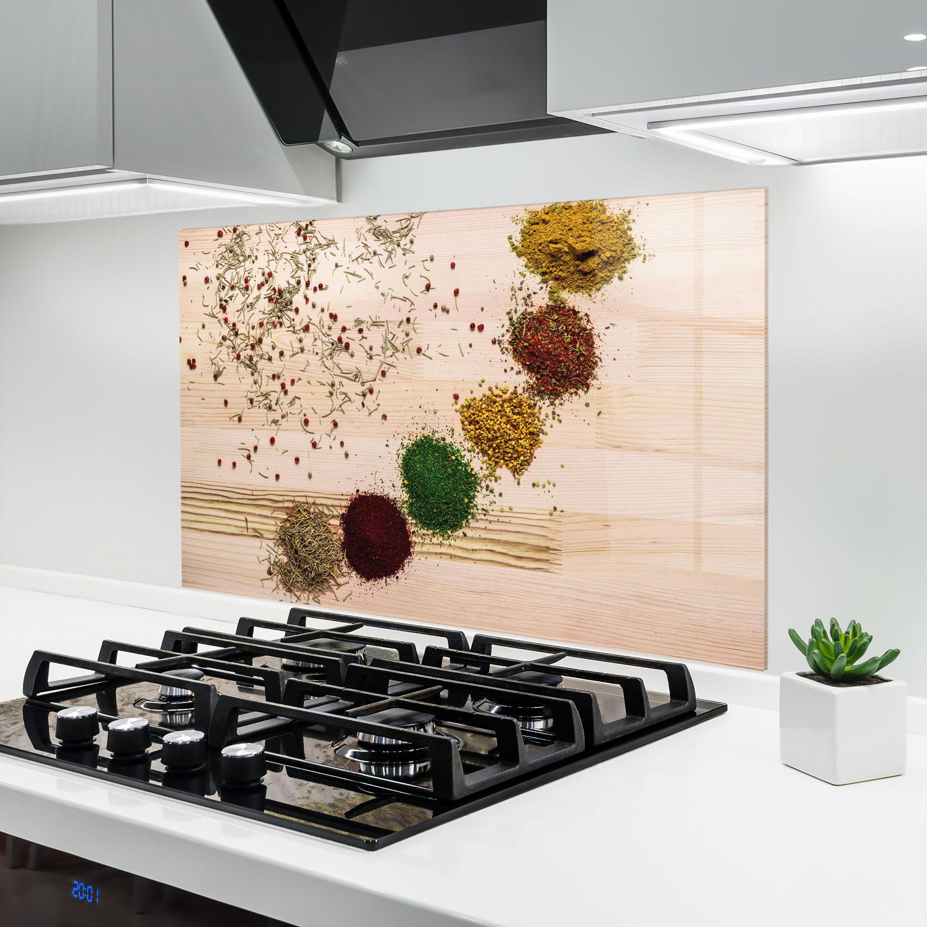 Panou Sticla Bucatarie Spices Wooden Table mockup 6