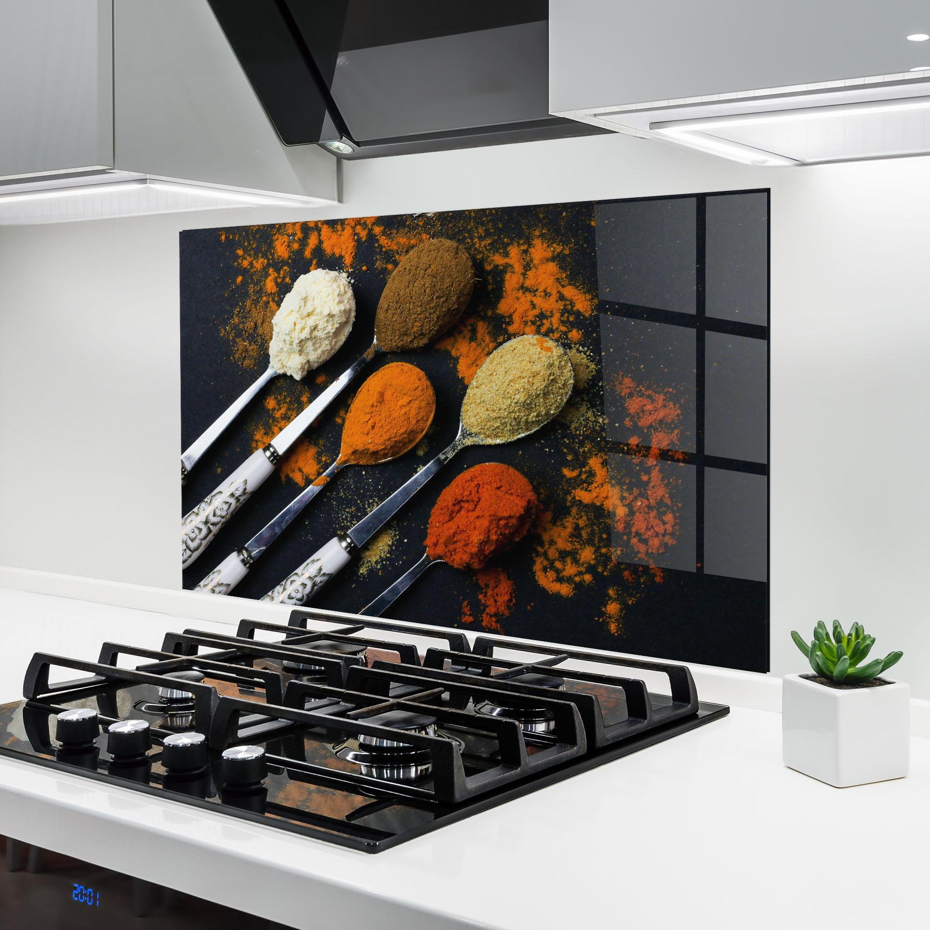 Panou Sticla Bucatarie Spoons With Spices mockup 6