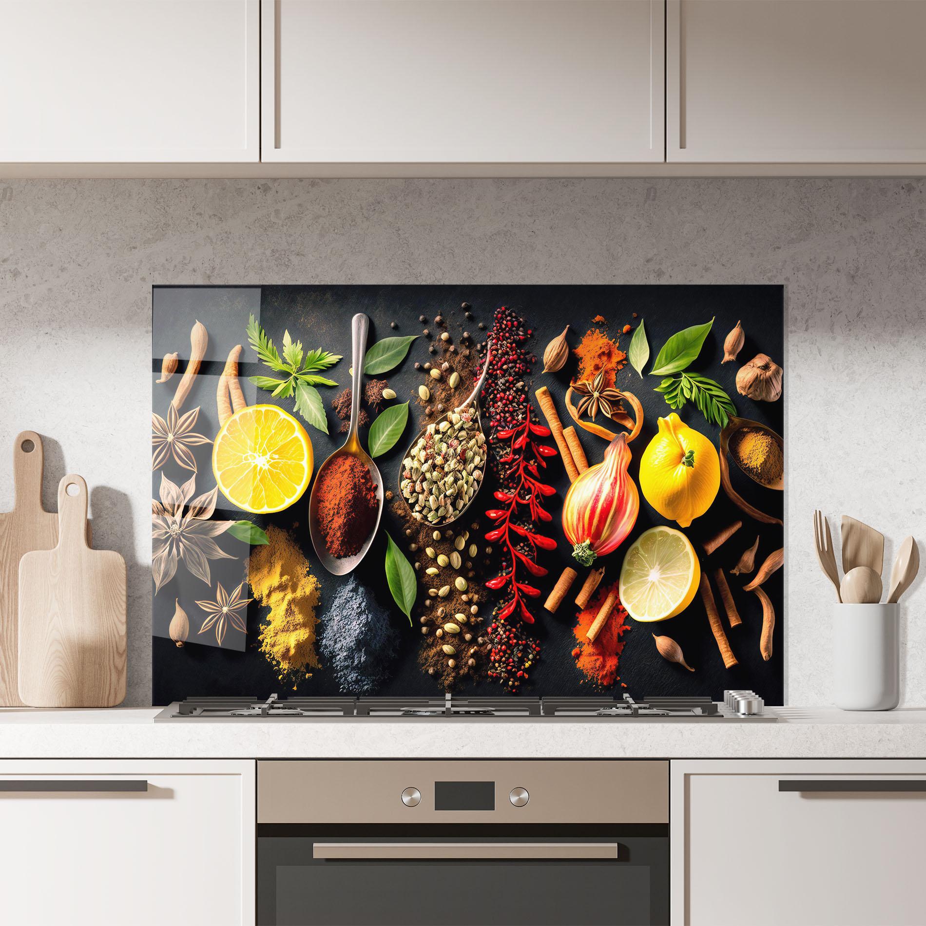 Panou Sticla Bucatarie Closeup Pices mockup 7