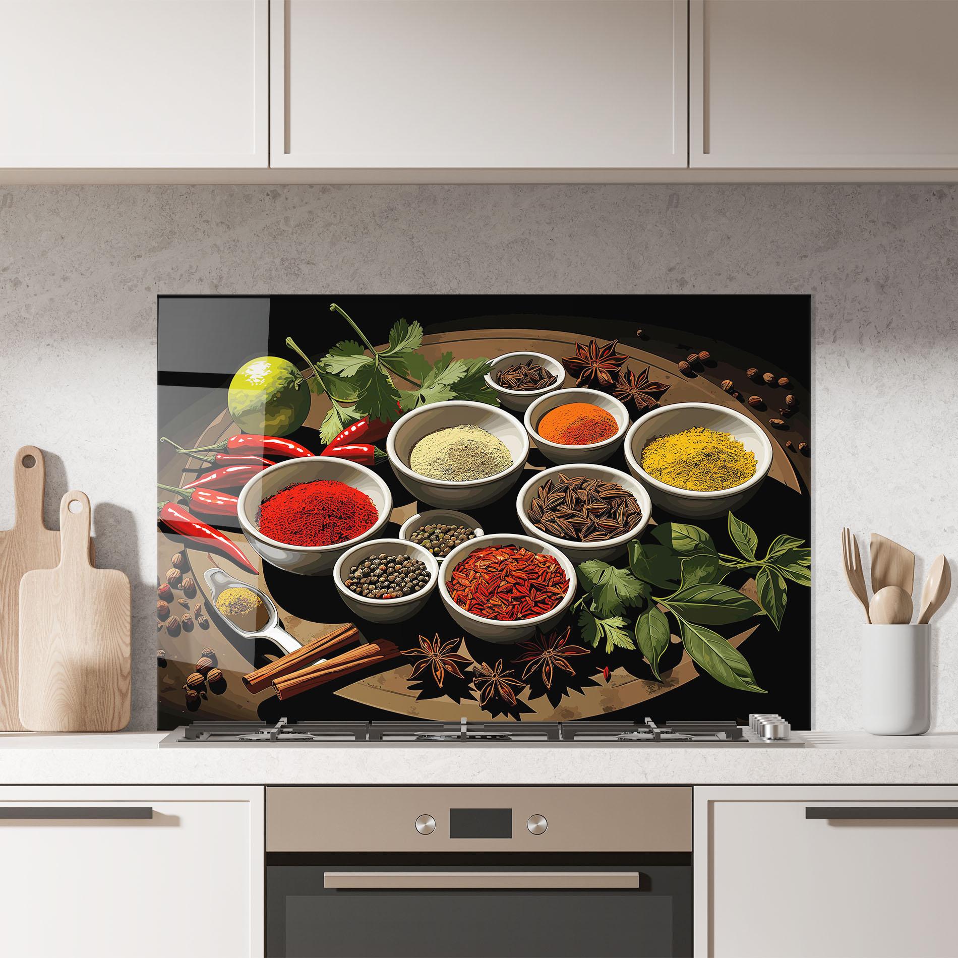 Panou Sticla Bucatarie Colorful Seasonings mockup 7