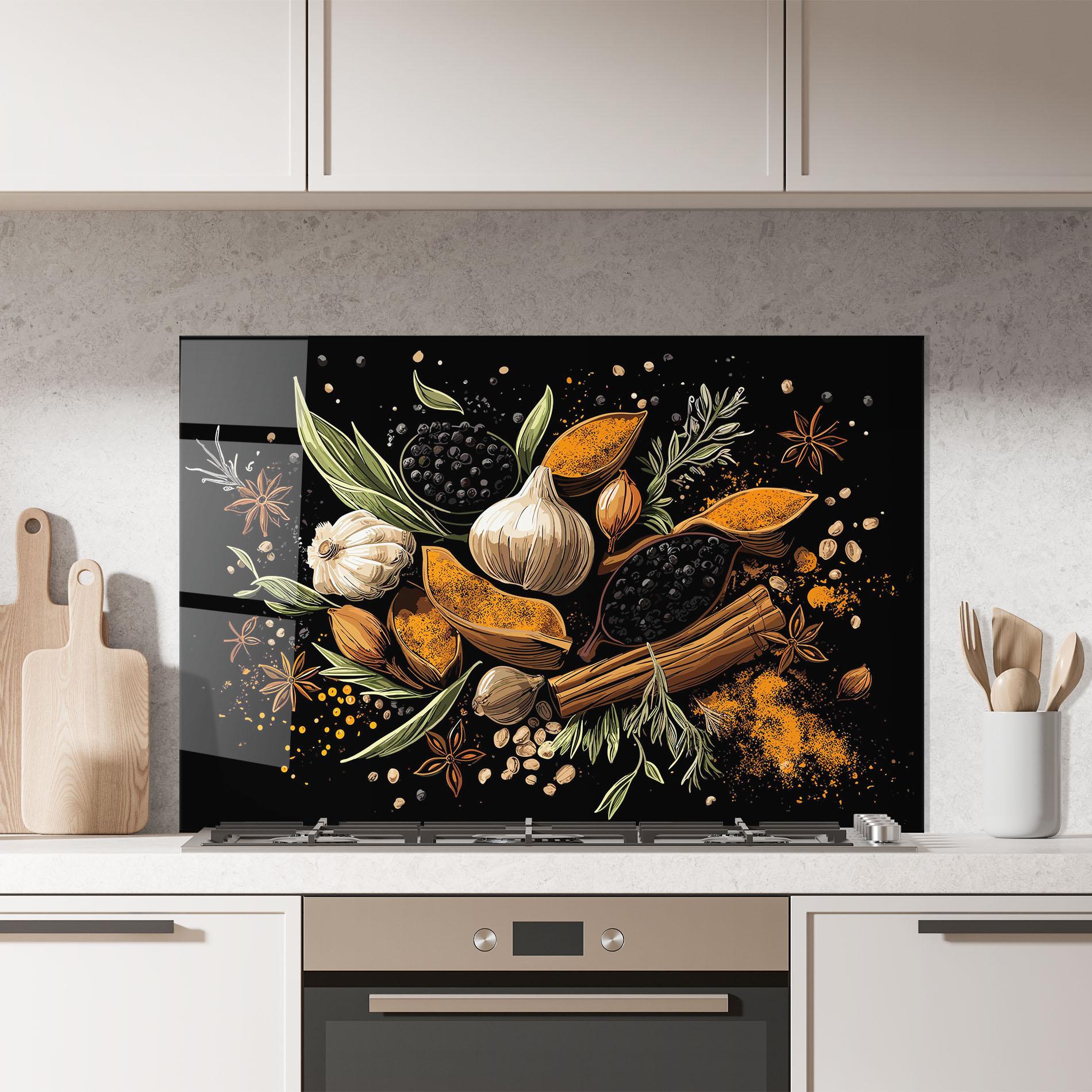 Panou Sticla Bucatarie Garlic And Spices mockup 7