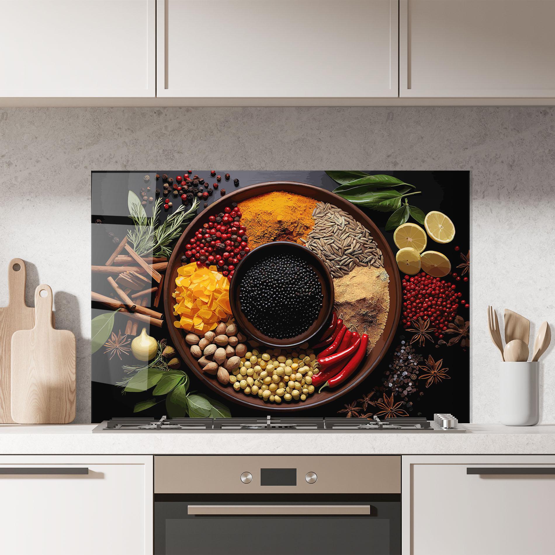 Panou Sticla Bucatarie Spices Plate mockup 7