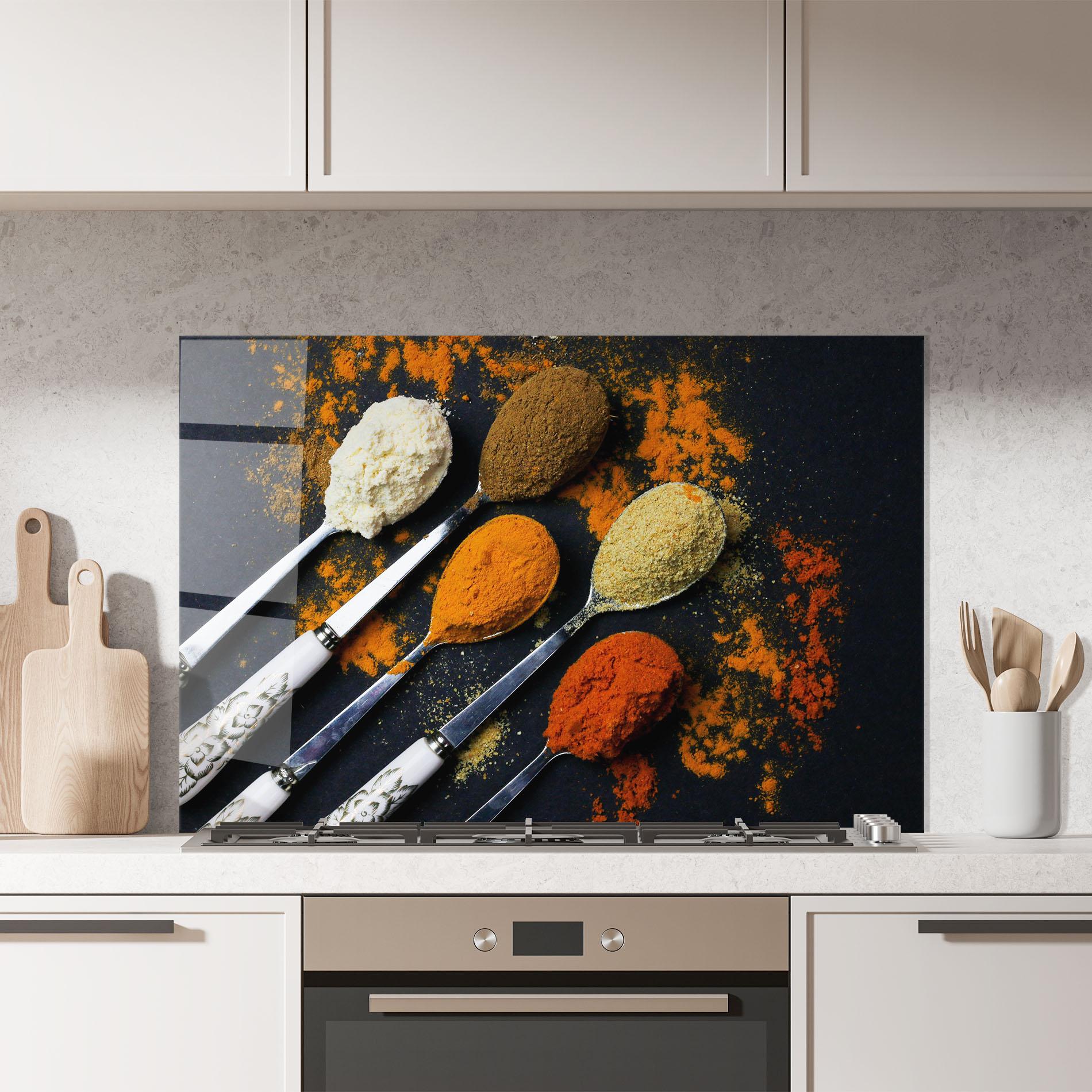 Panou Sticla Bucatarie Spoons With Spices mockup 7