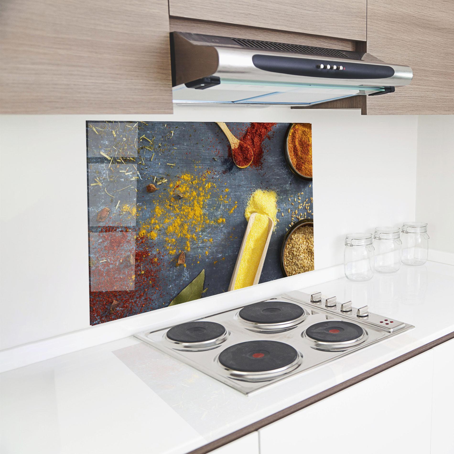 Panou Sticla Bucatarie Bowls With Spices mockup 8