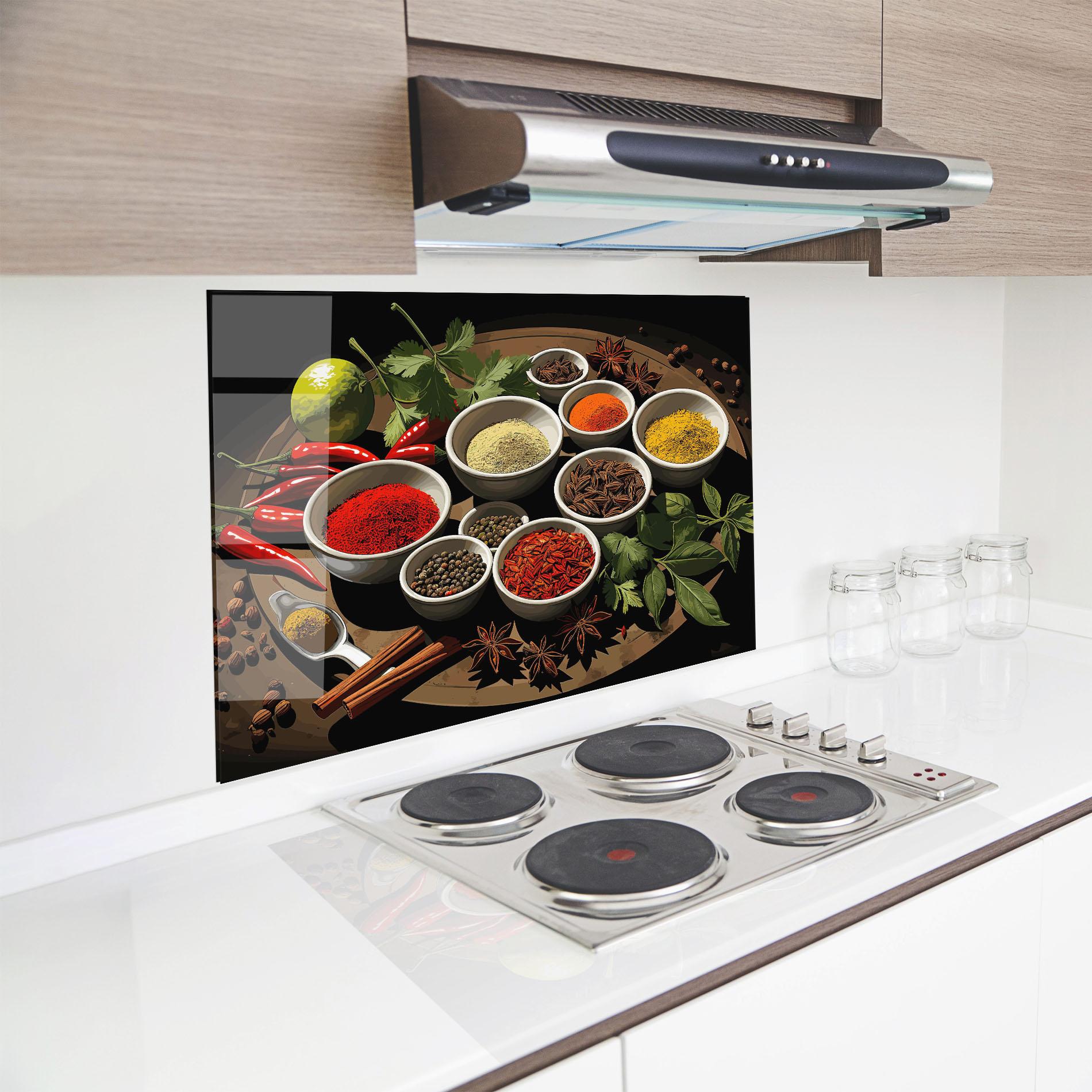 Panou Sticla Bucatarie Colorful Seasonings mockup 8