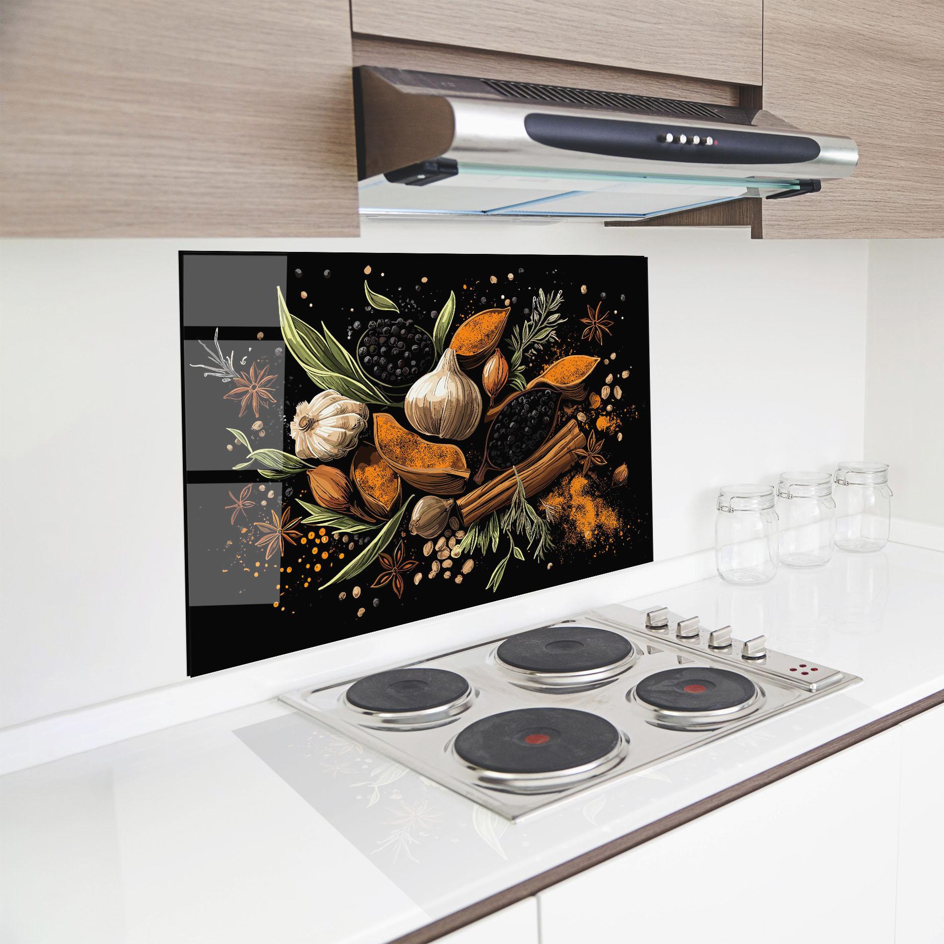 Panou Sticla Bucatarie Garlic And Spices mockup 8