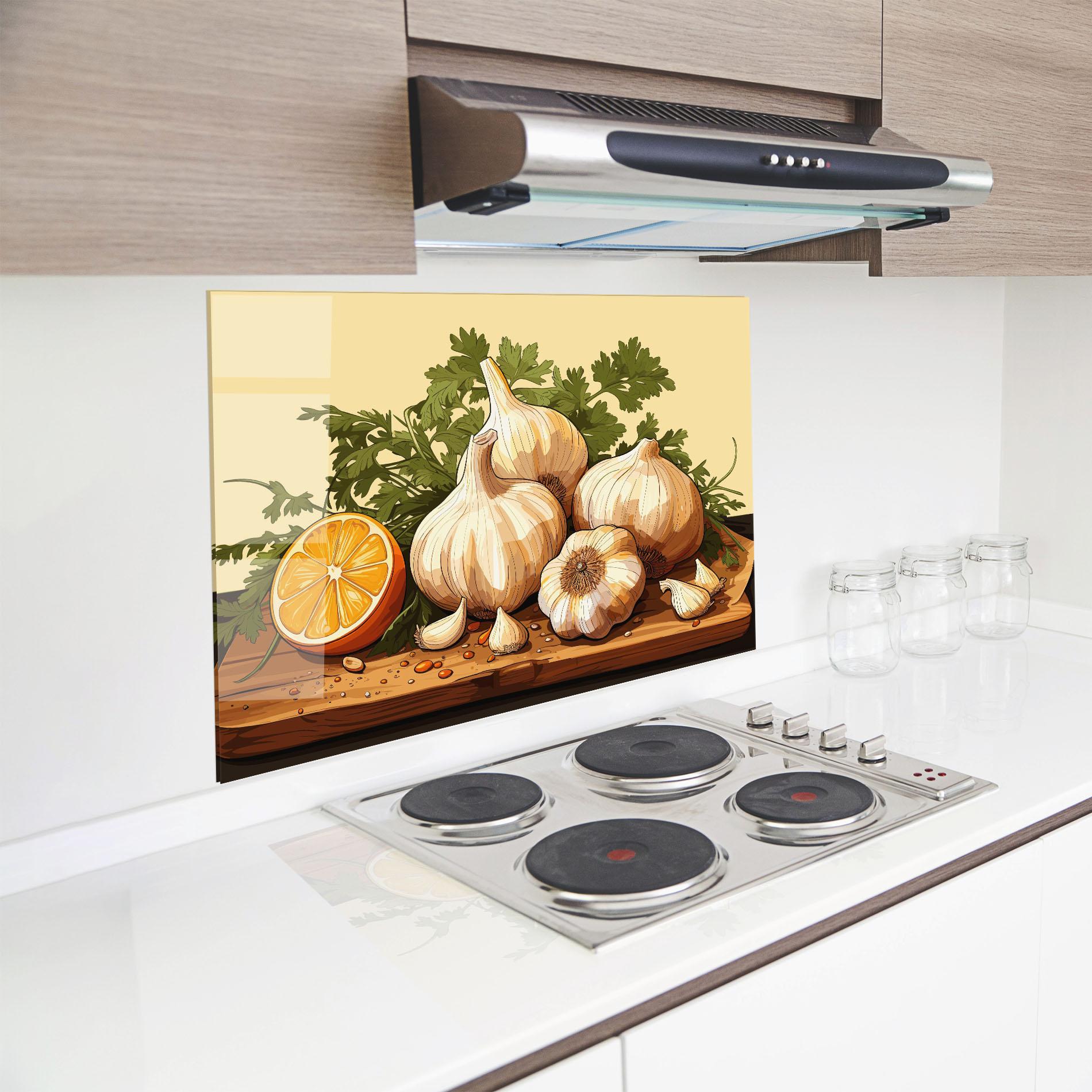 Panou Sticla Bucatarie Garlic Lemon mockup 8