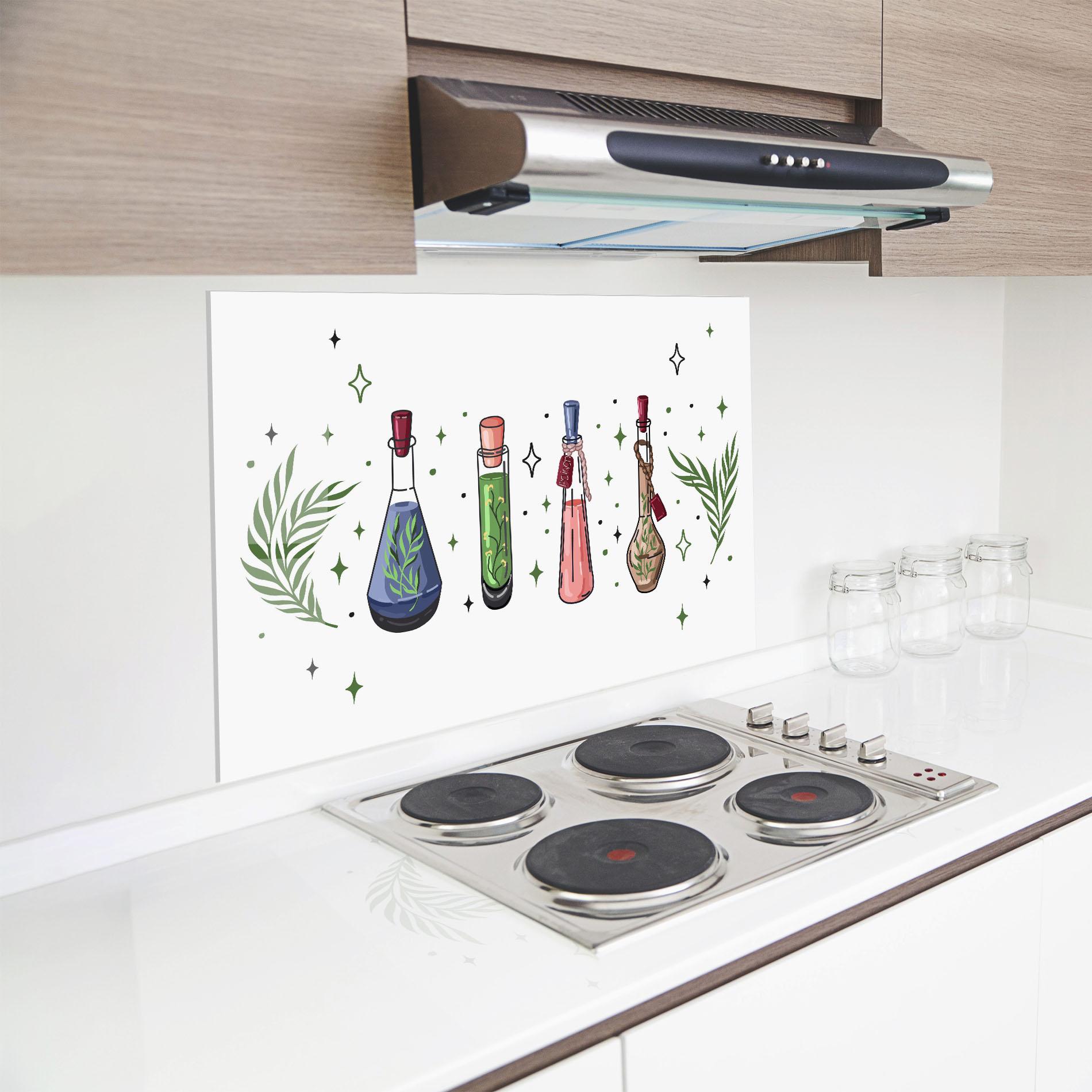 Panou Sticla Bucatarie Herbs Liquid mockup 8