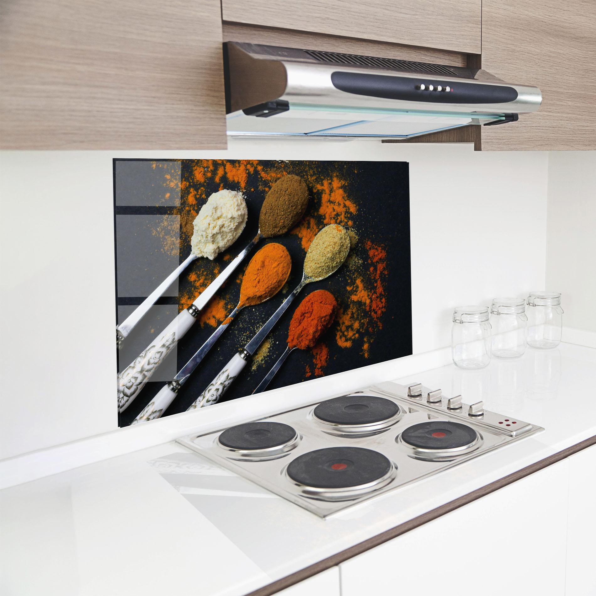 Panou Sticla Bucatarie Spoons With Spices mockup 8