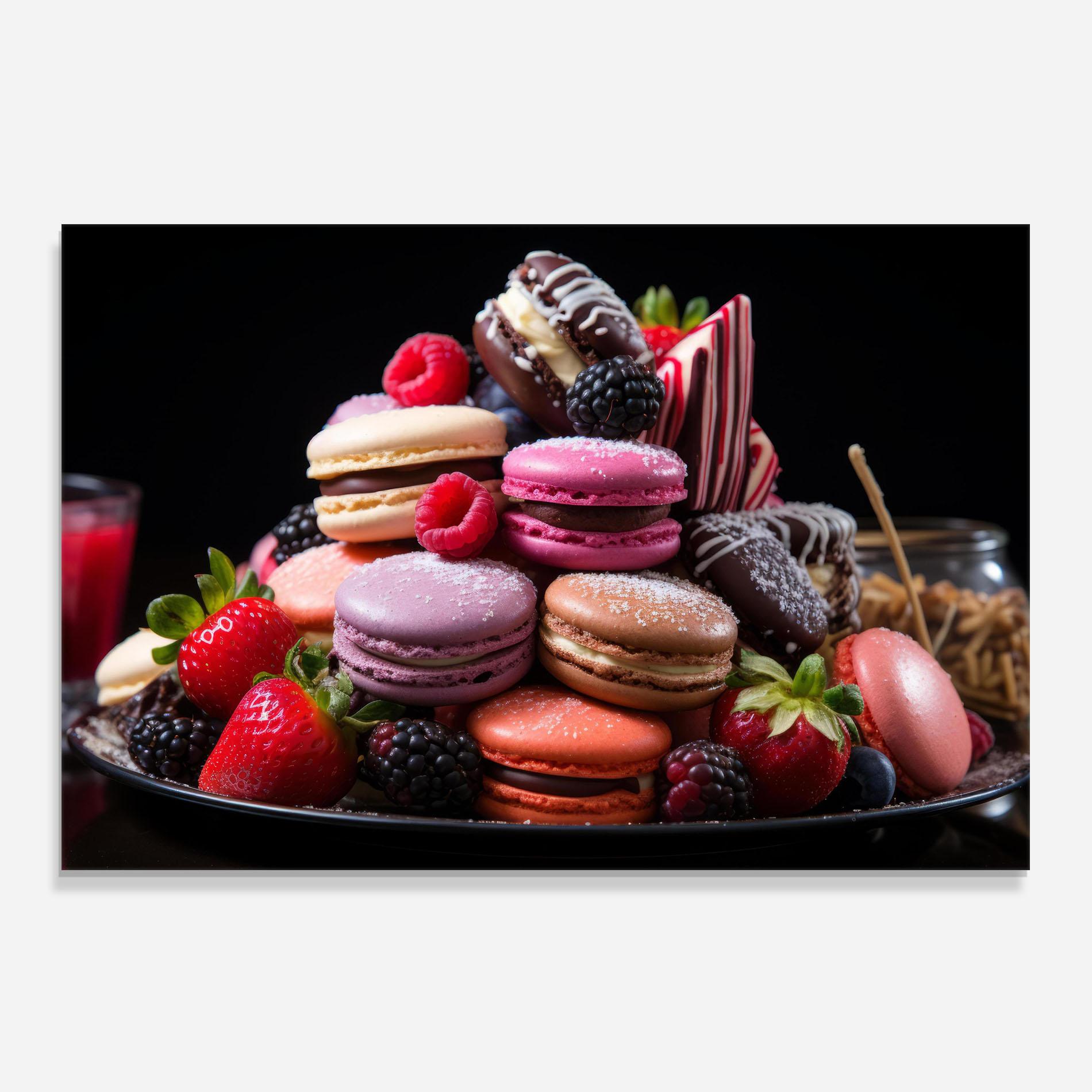 Panou Sticla Bucatarie Berries Macarons mockup 0