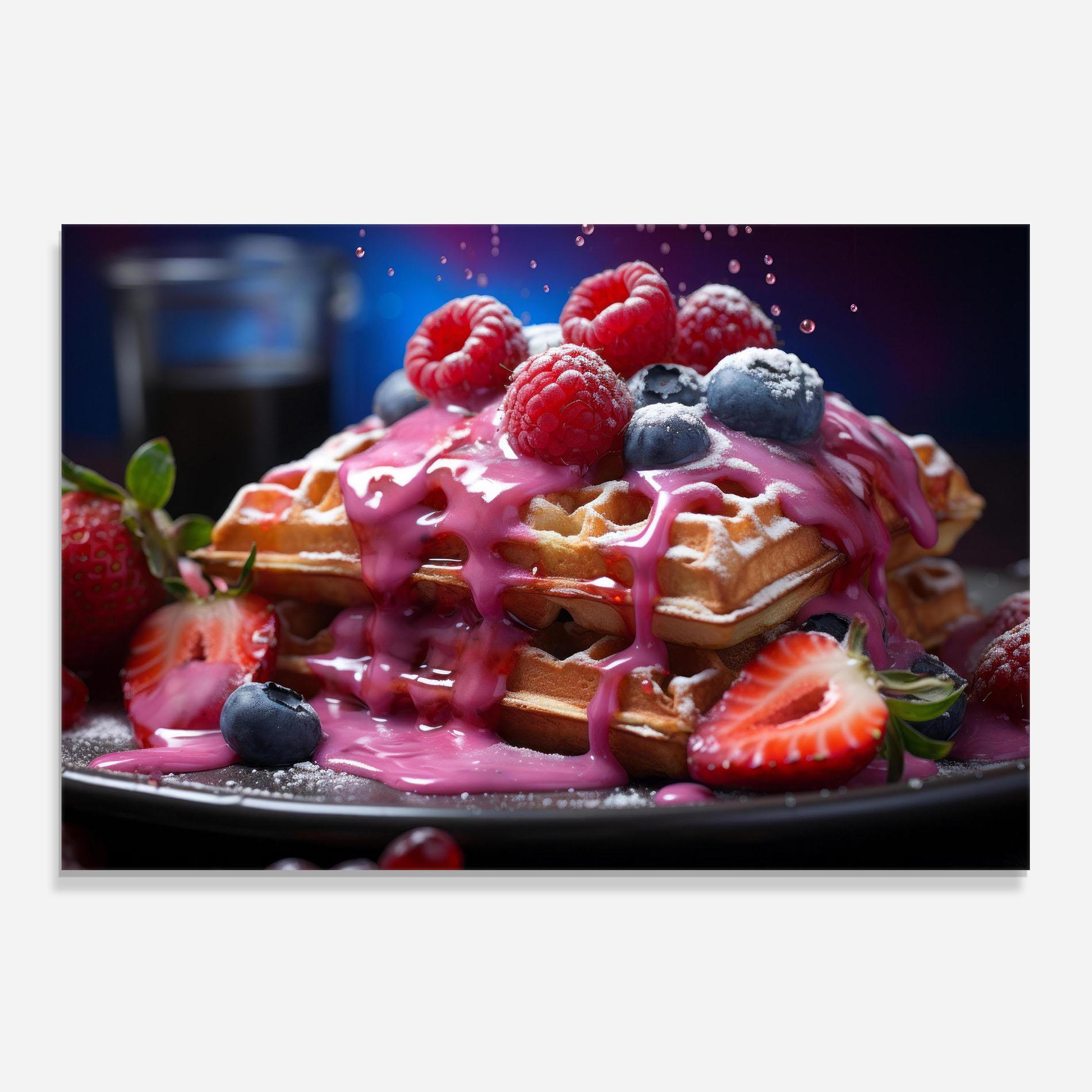 Panou Sticla Bucatarie Berries Waffles mockup 0