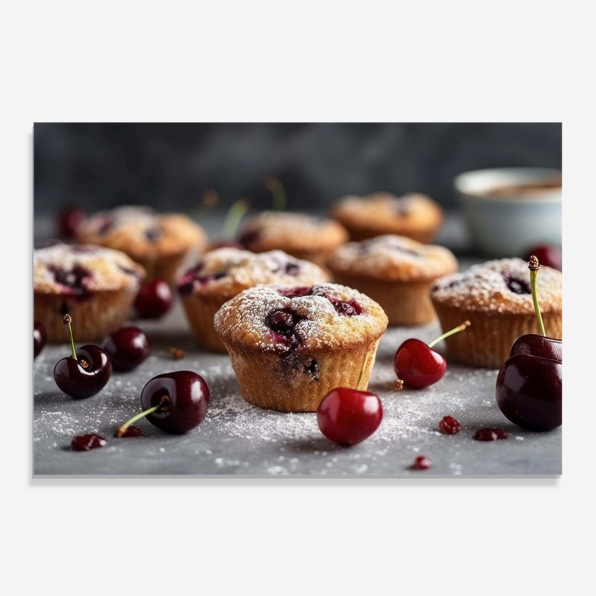 Panou Sticla Bucatarie Cherries Muffins mockup 0