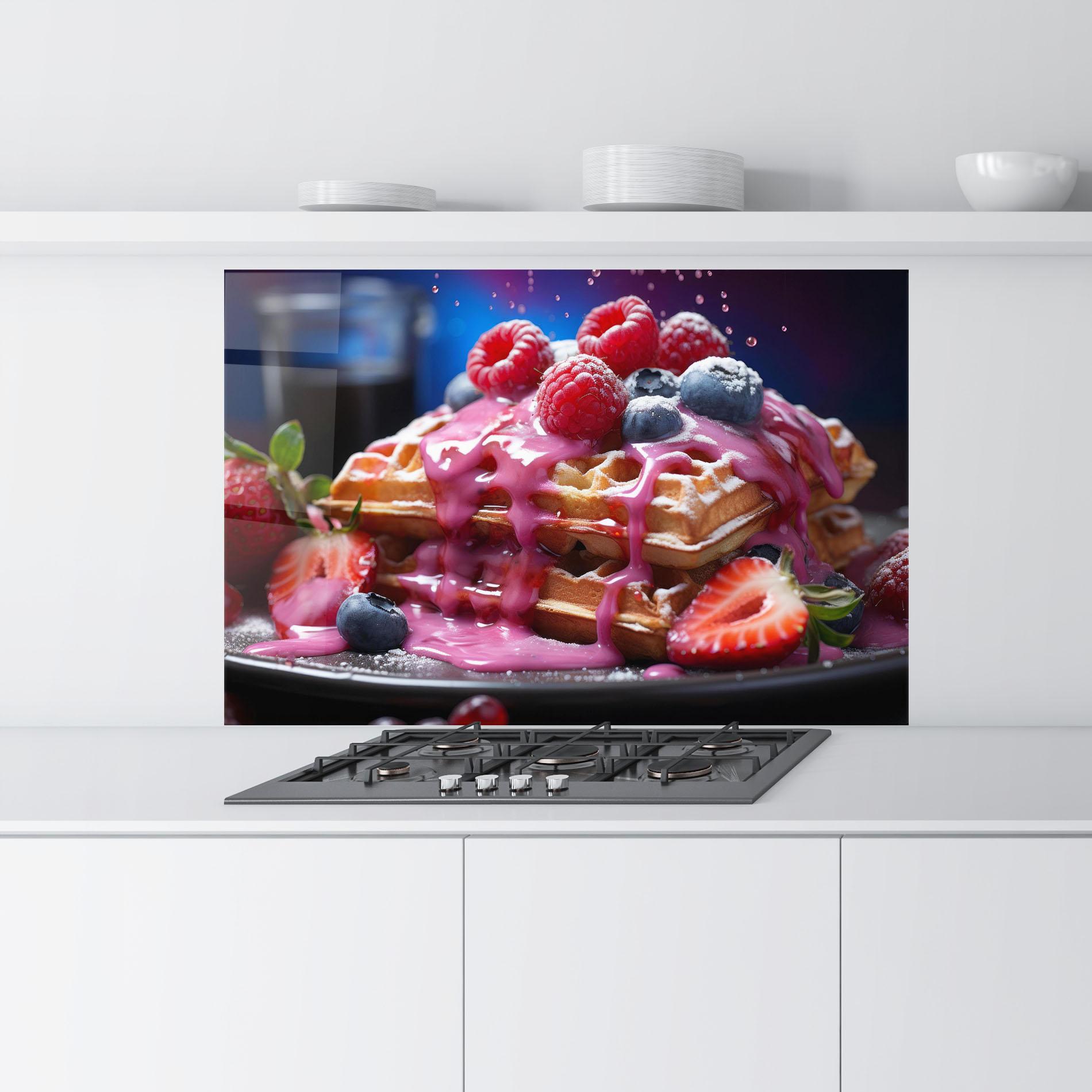 Panou Sticla Bucatarie Berries Waffles mockup 9
