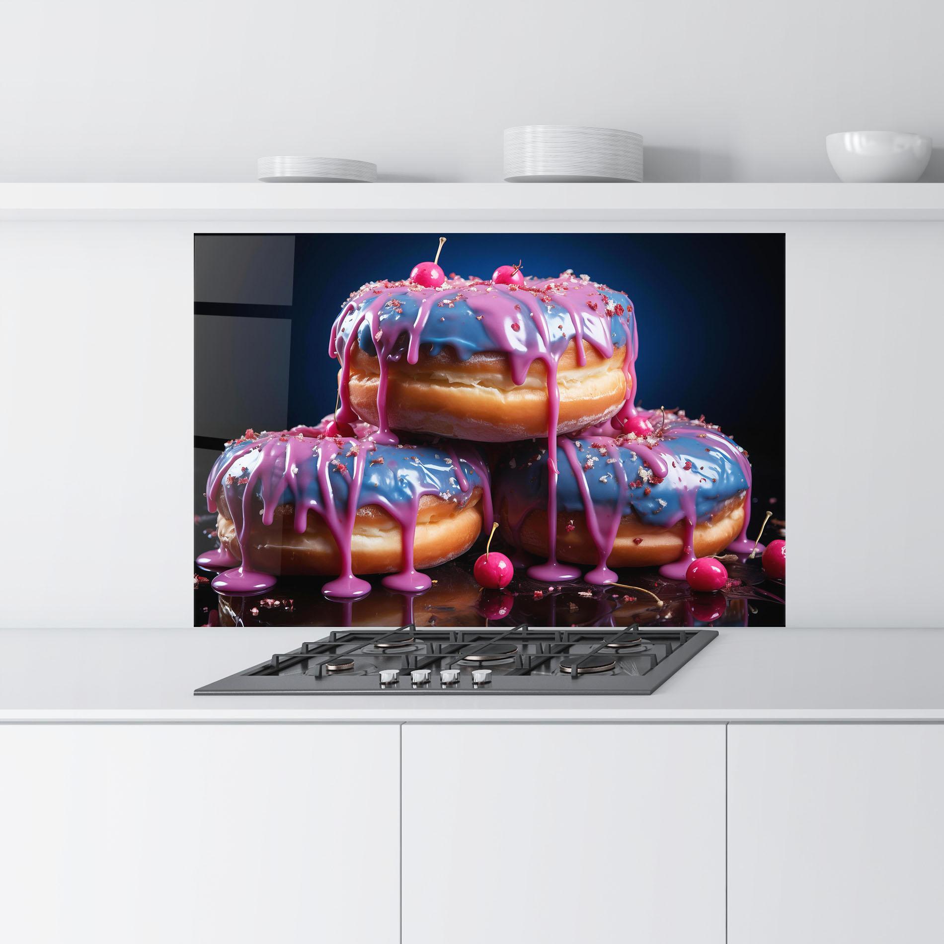 Panou Sticla Bucatarie Blue Pink Donuts mockup 9