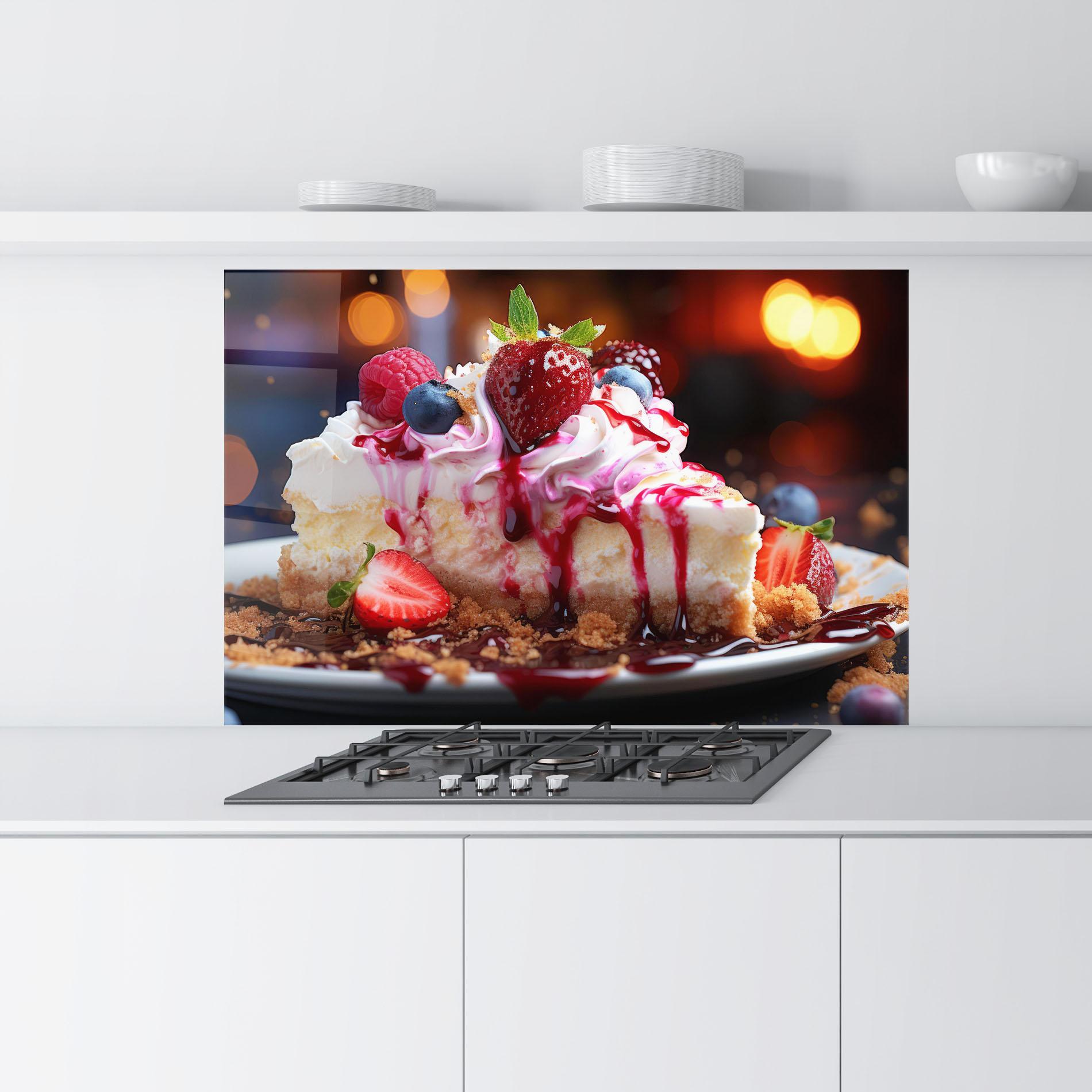 Panou Sticla Bucatarie Cheesecake Berries mockup 9