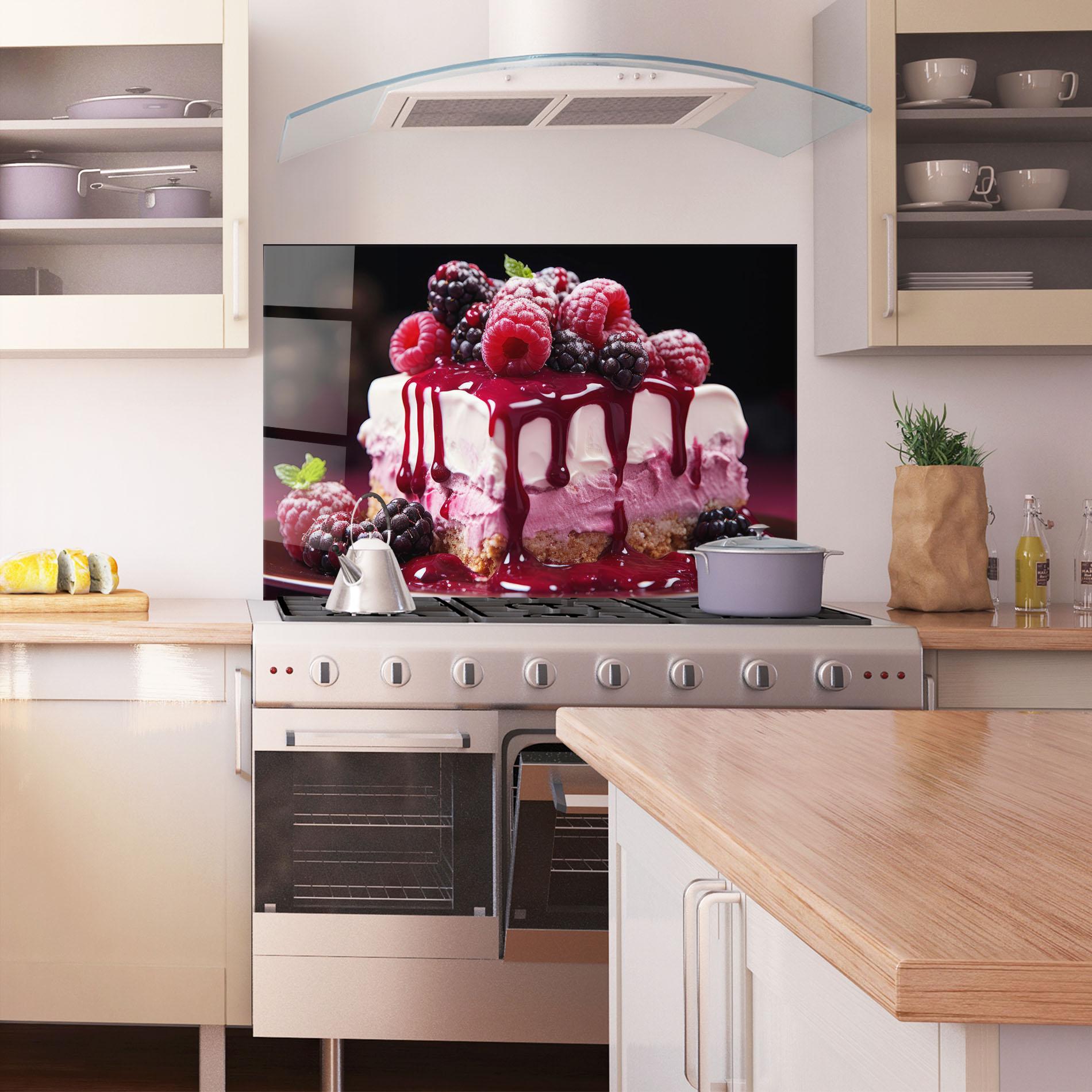 Panou Sticla Bucatarie Berries Cream mockup 1