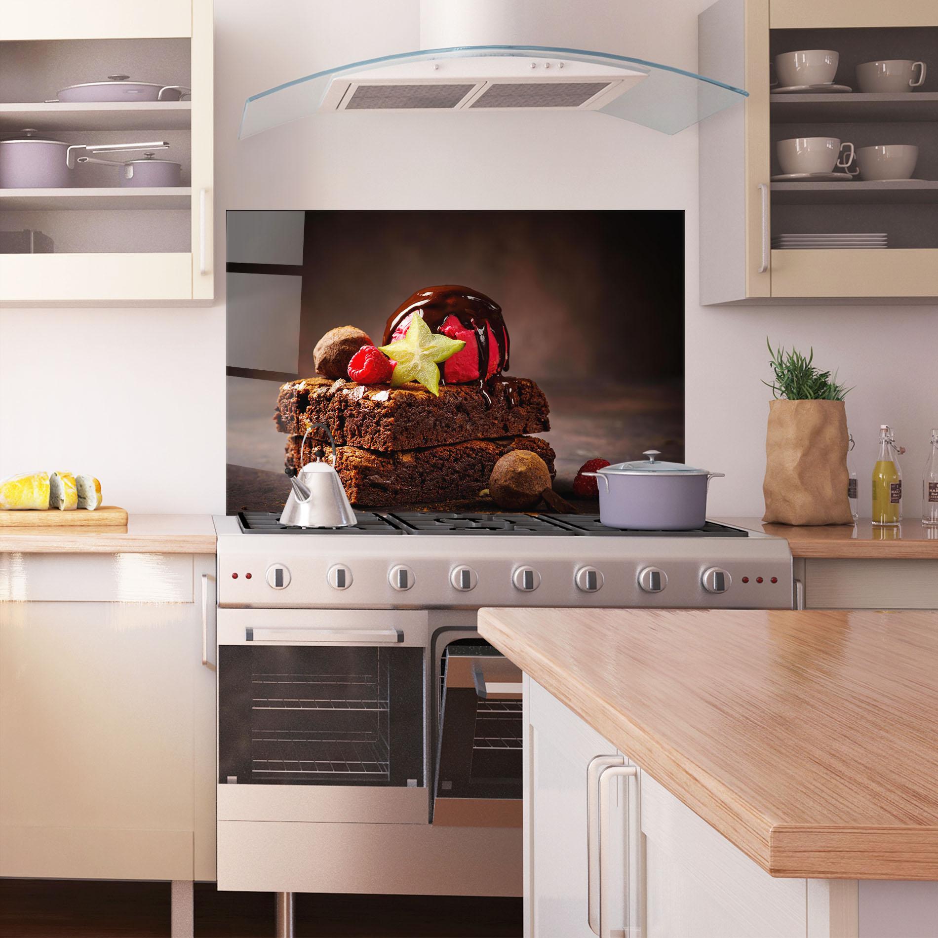 Panou Sticla Bucatarie Chocolate Brownie mockup 1