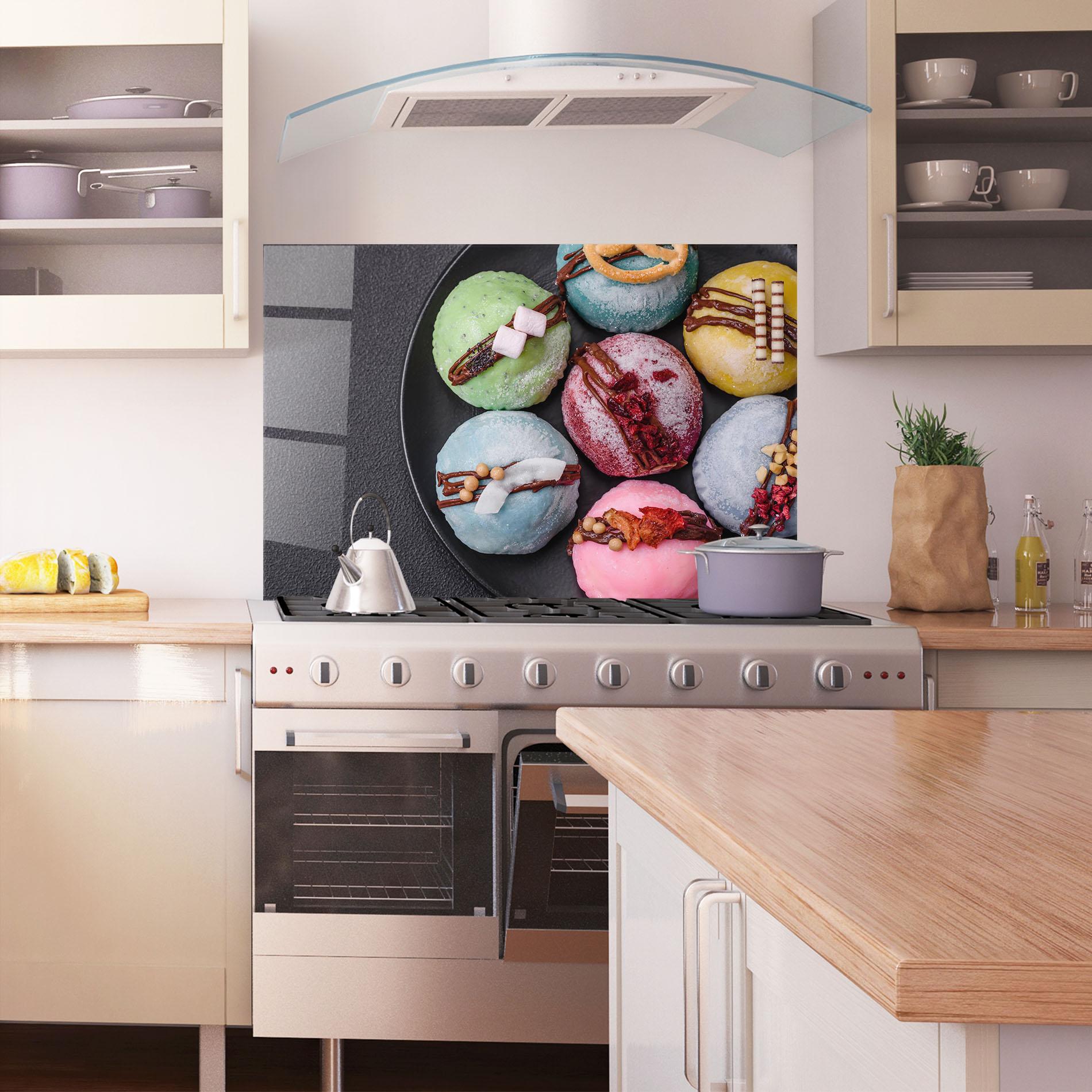 Panou Sticla Bucatarie Colorful Mochi Desserts mockup 1