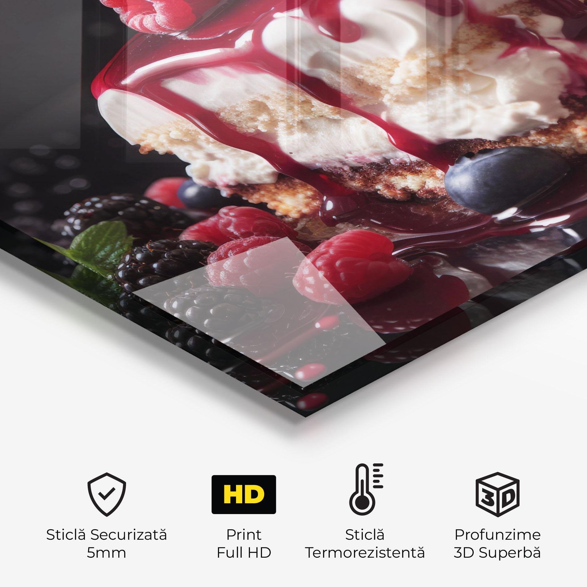 Panou Sticla Bucatarie Berries Cream Dessert mockup 2